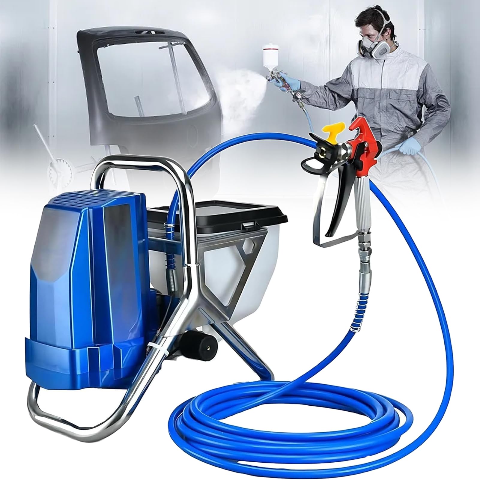 TDSYOCG 1800W High Pressure Airless Sprayer Kit, 0.52 GPM Electric Paint Sprayer for House Painting, Adjustable Pressure Spray Machine with 16.4ft Hose, Ideal for Fences, Furniture, and Siding