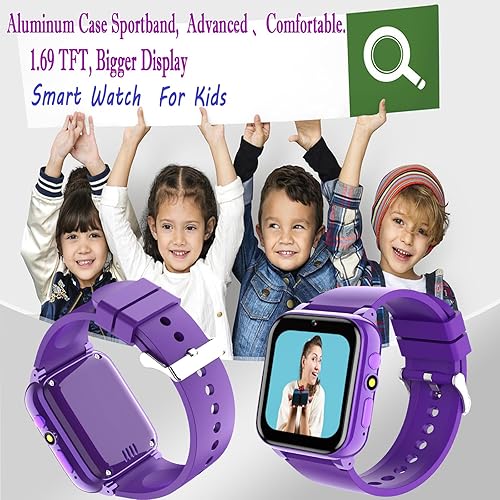 Miniatura 2 de iCHOMKE Reloj inteligente para niños, reloj inteligente para niñas y niños con 26 juegos, grabadora de video y reproductor, calendario podómetro,