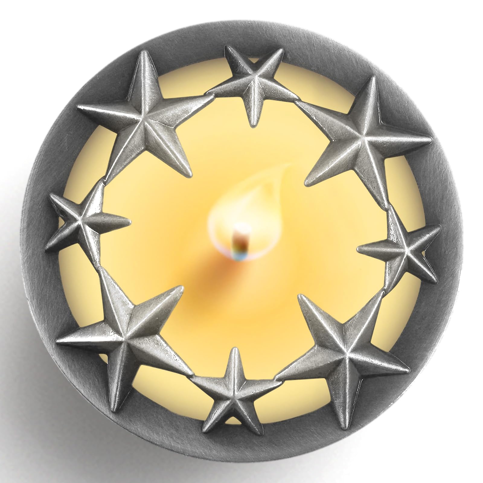 Hion Scented Candle Topper Cover to Burn Evenly, Illuma Lid Candle Jars Accessories Decoration Gifts for Women, Elegant Carved Shades Sleeves Increases Atmosphere Party(Star Silver) — image 1