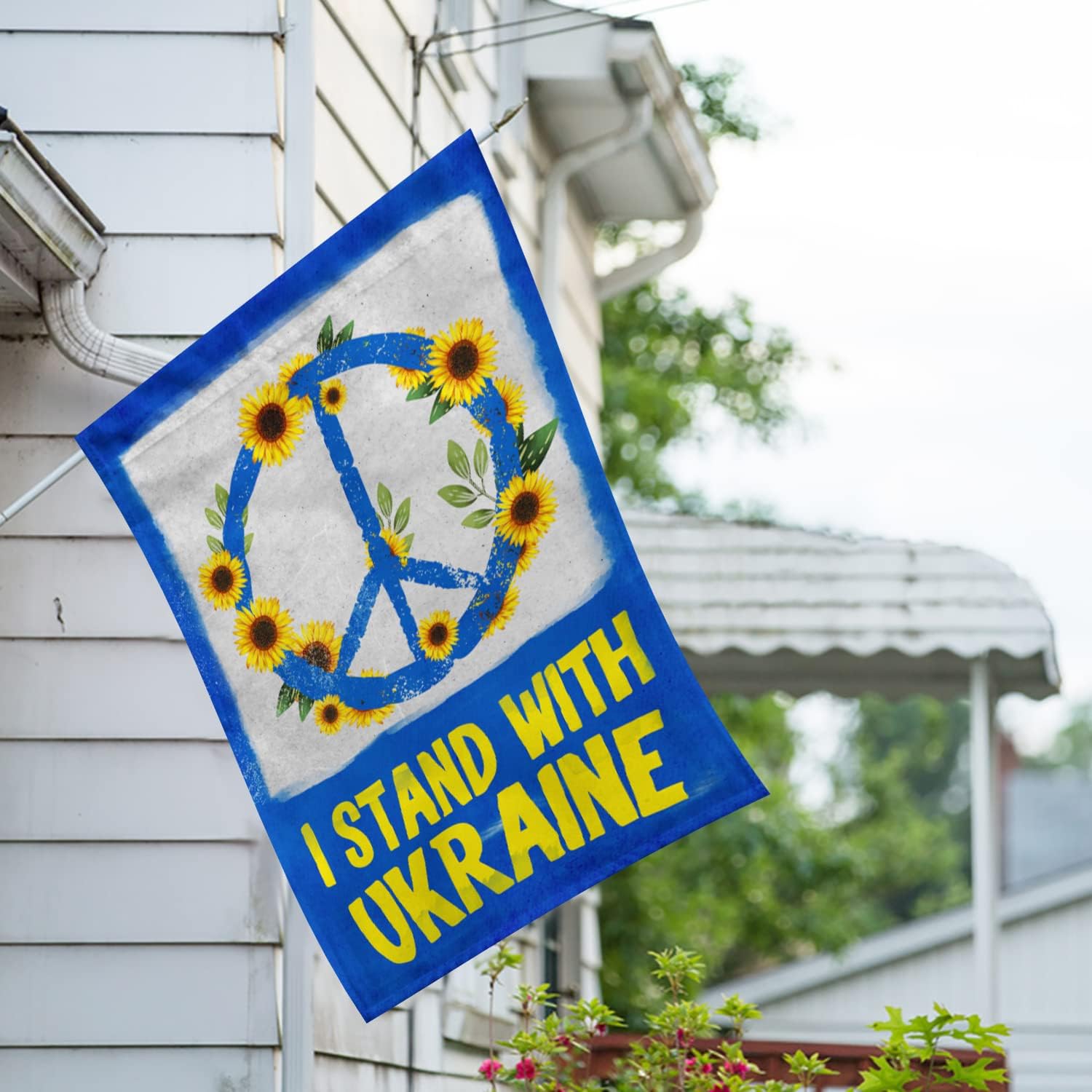 America Forever I Stand with Ukraine House Flag 28x40 inch Double Sided Outdoor Yard Decorative Russia Conflict Stop the War Support National Peace Flag