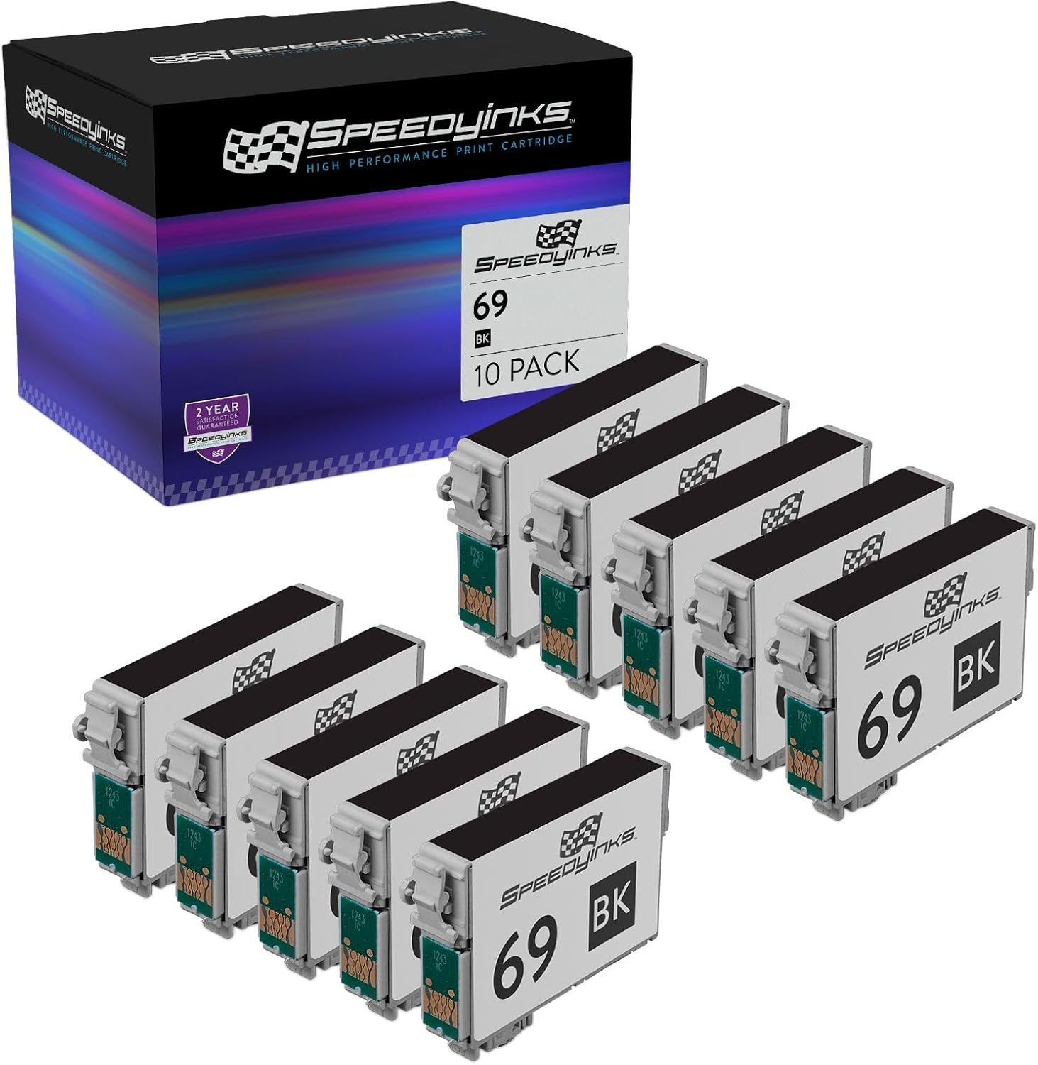 SPEEDYINKS Remanufactured Ink Cartridge Replacement for Epson 69 (Black, 10-Multipack) Compatible with the Following Epson Printer Model Stylus CX5000