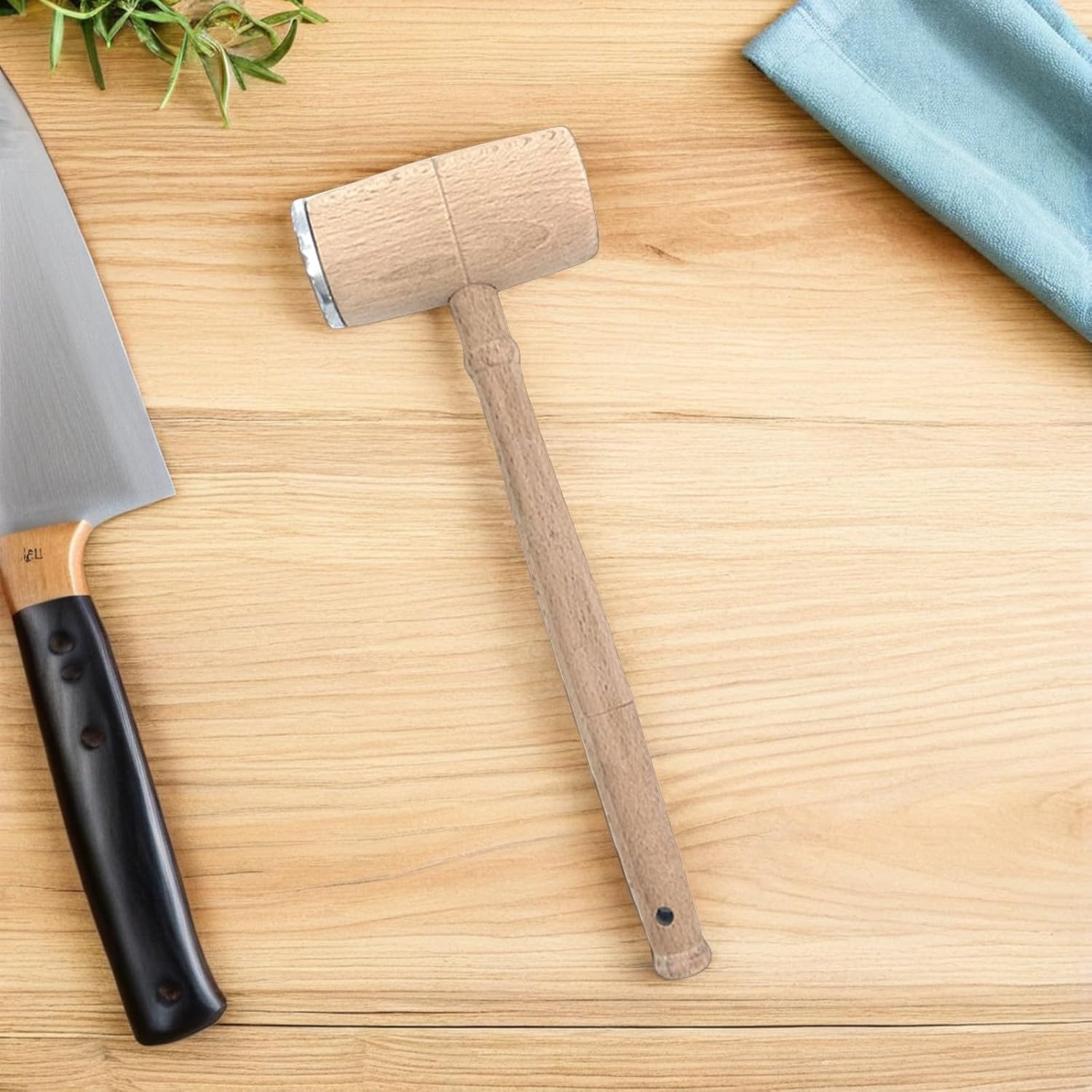 Meat Tenderizer Hammer Dual-sided Steak Pounder Beechwood Handle Kitchen Meat Smasher for Beef Chicken Pork Home Cooking Tool for Tenderizing