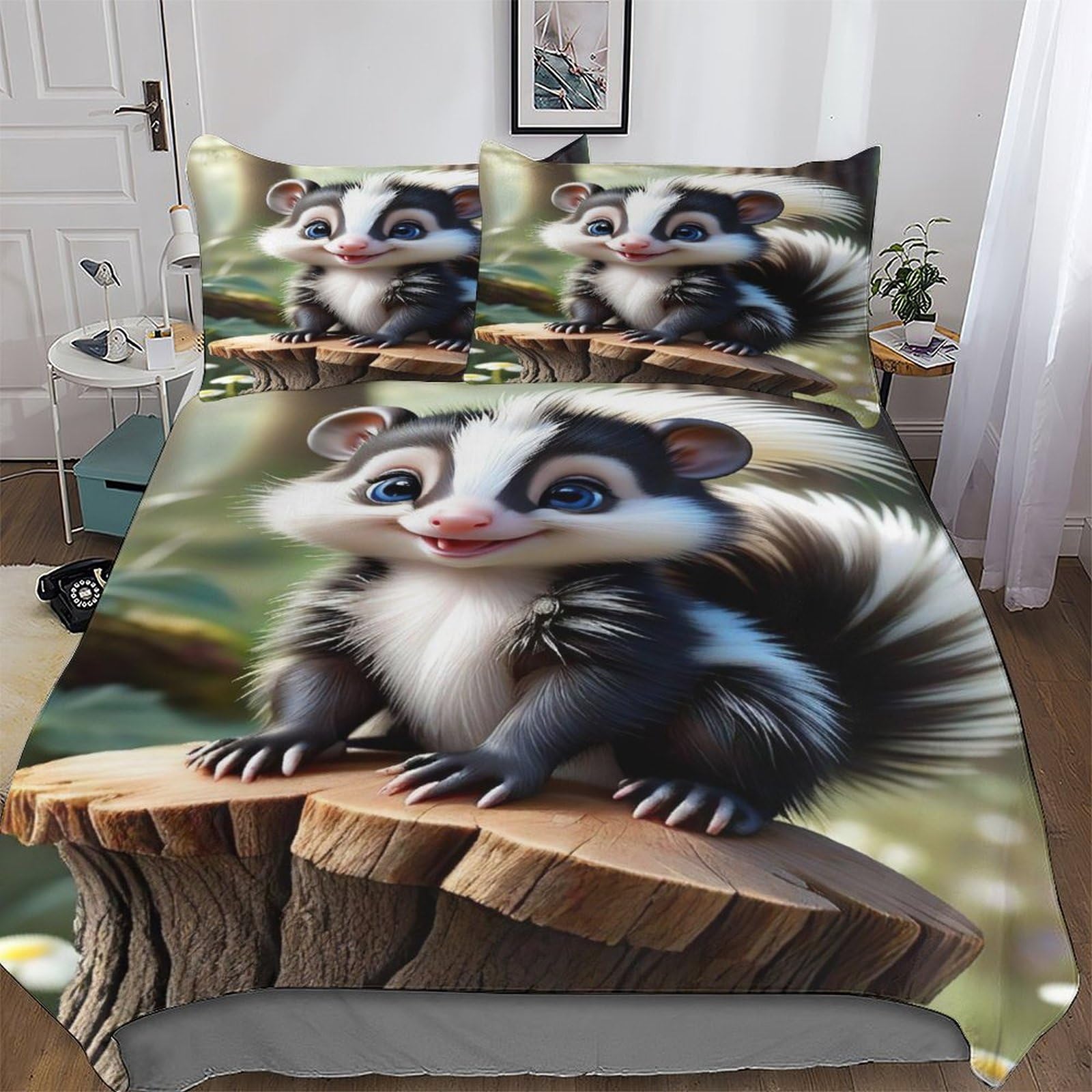 Housse de couette King 220x240cm chaleureuse, parure de lit mouffette pour chambre cocon