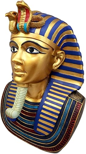 Miniatura 7 de Ebros Gift Gran figura dorada de Uraeus Cobra y buitre Nemes máscara del faraón Busto Estatua egipcia Histórica Educativa Rey TUT Tutankamón Busto