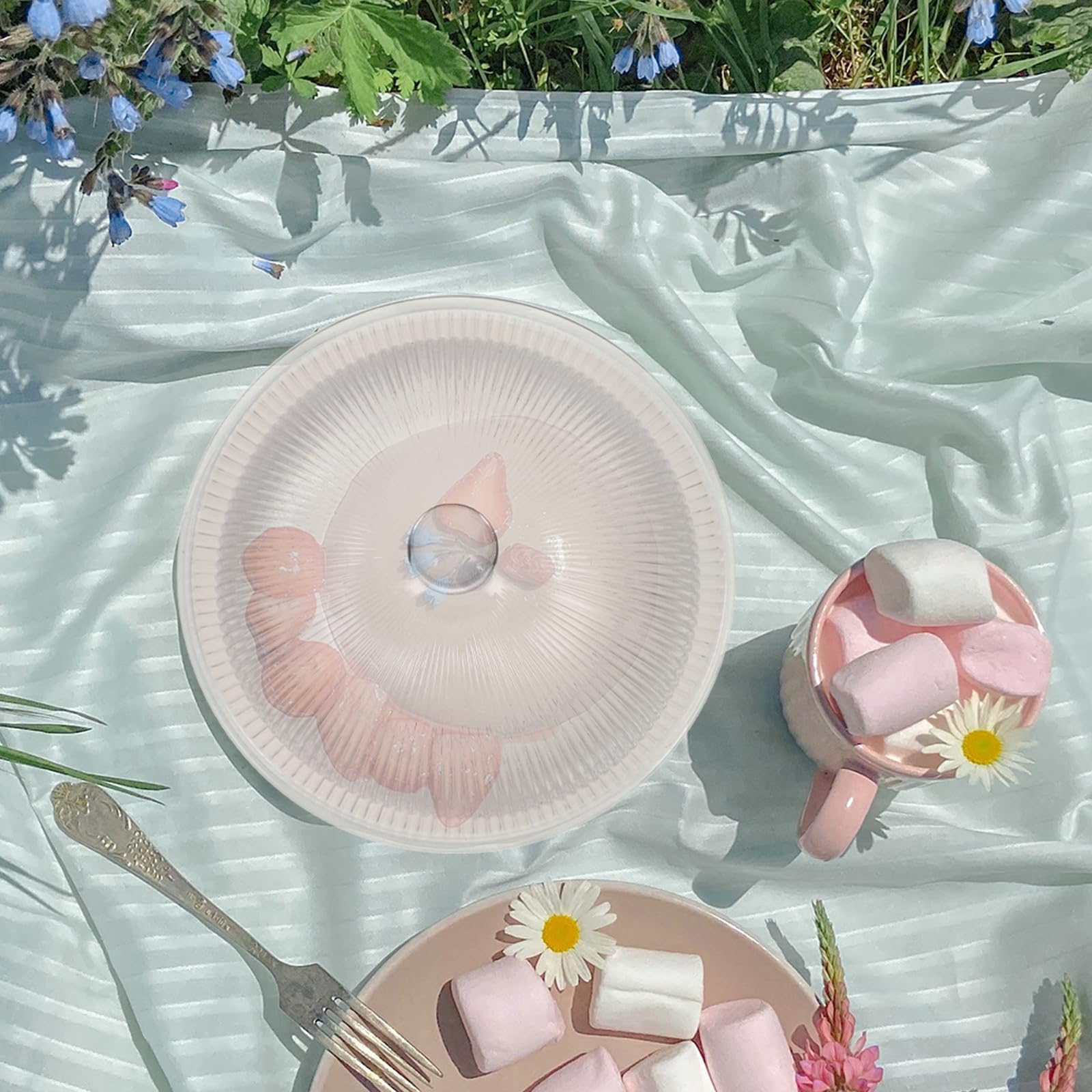 Cúpula de Pastel de Vidrio Transparente Plato para Exhibición y Conservación de Postres, Diseño Innovador y Práctico para Mantener Frescura de Dulces