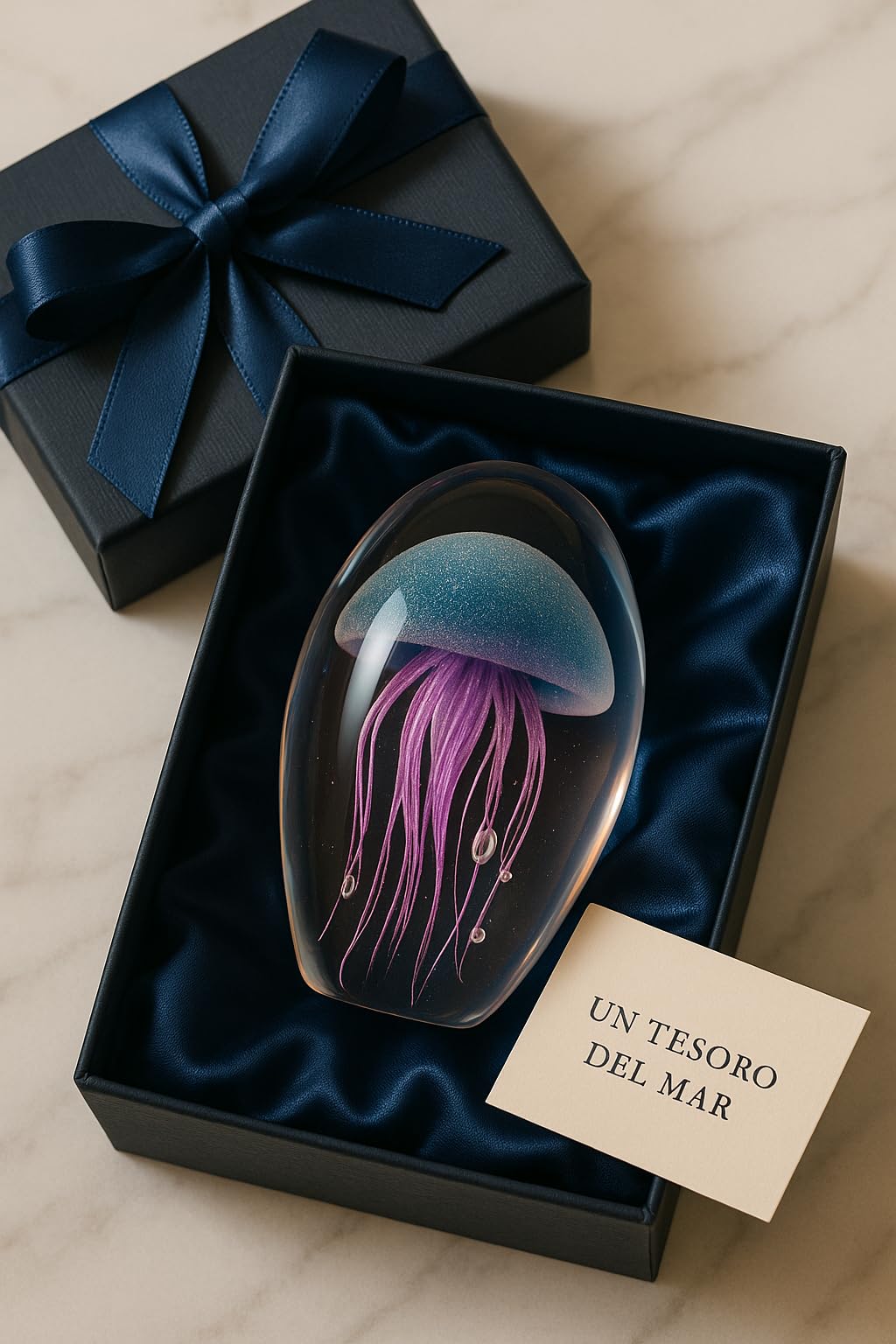 Fermacarte uovo in vetro Medusa blu lilla, brilla al buio, elegante decorazione da scrivania, per ufficio, ingresso ingresso, ingresso, 16 cm
