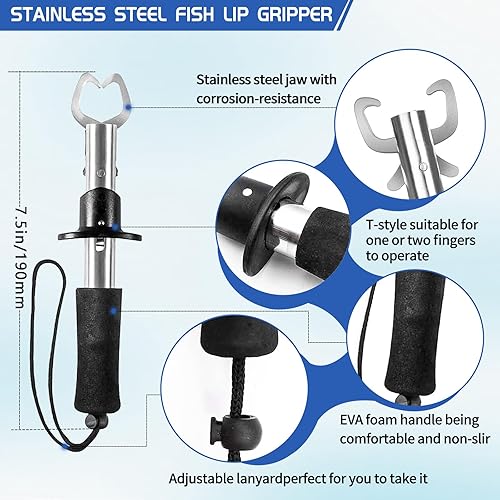 Miniatura 4 de XBLACK Kit de herramientas de pesca, alicates de pesca, pinza de pescado, báscula de pesca, herramientas de agarre de pescado, equipo de pesca