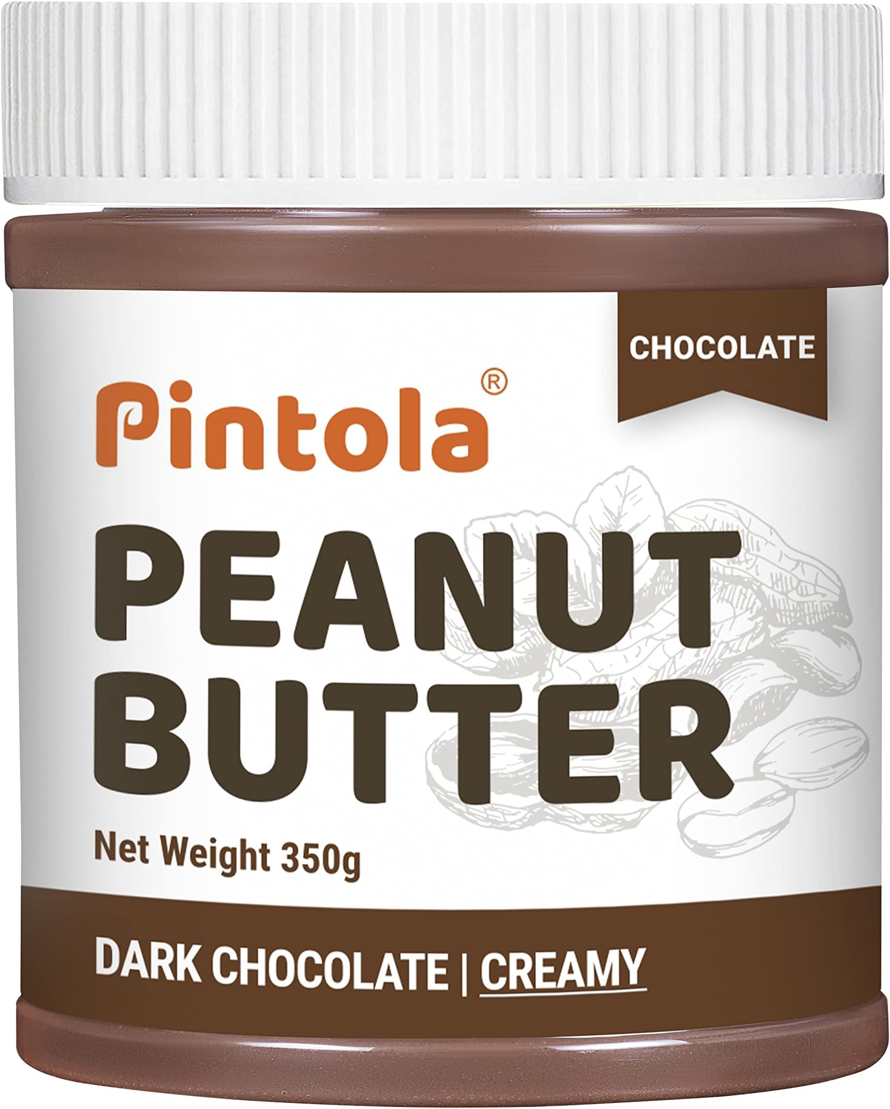 Peanut Butter Chocolate Flavour Creamy 350g - 18.6g Protein & 5.2g Dietary Fiber, Made with Premium Roasted Nuts & Cocoa, Gluten Free, Zero Cholesterol & Trans Fat, Vit E & B3, Dark Chocolate