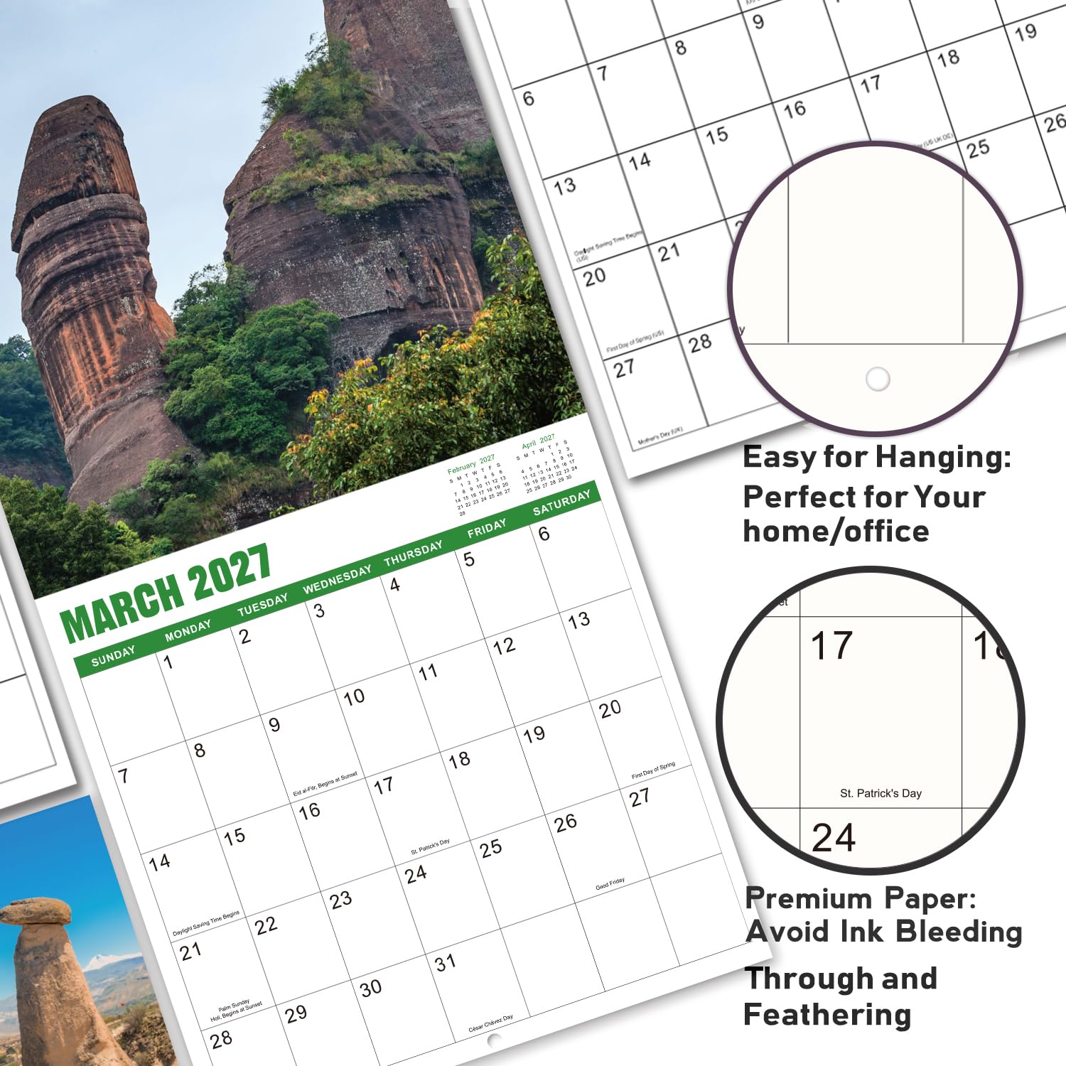 Gag Gifts - Lustiger Wandkalender 2025, Kalender 2025 mit dickem Papier, Januar 2025 - Dez. 2025, 61 x 30,5 cm (offen), am besten für weiße Elefanten-Gag-Geschenke - Nature's Di*ks