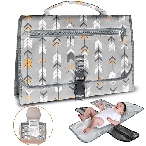 Cambiador portátil gris cambiador de pañales para recién nacidos niñas y niños de viaje con toallitas inteligentes bolsillo plegable lavable