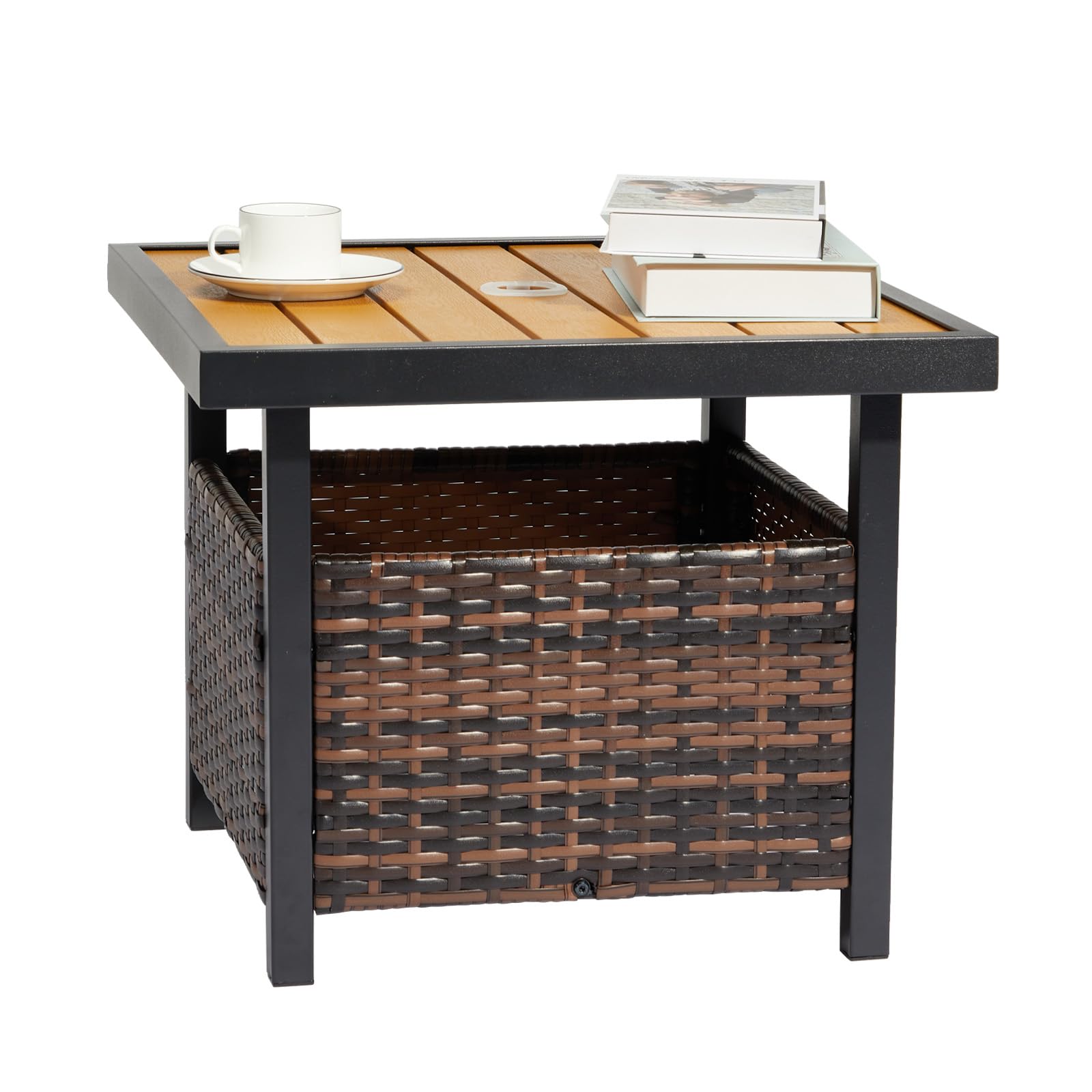hampton bay montrose patio umbrella base side table Pinikuyiro Outdoor Stand Table, All Weather Small Wicker with Umbrella Hole, 22 in Rattan Table (Yellow) : Patio, Lawn & Garden Icon Airmada Dark Smoke Shield Mens Adidas 255 Outdoor and more Pack Size:7 Pack