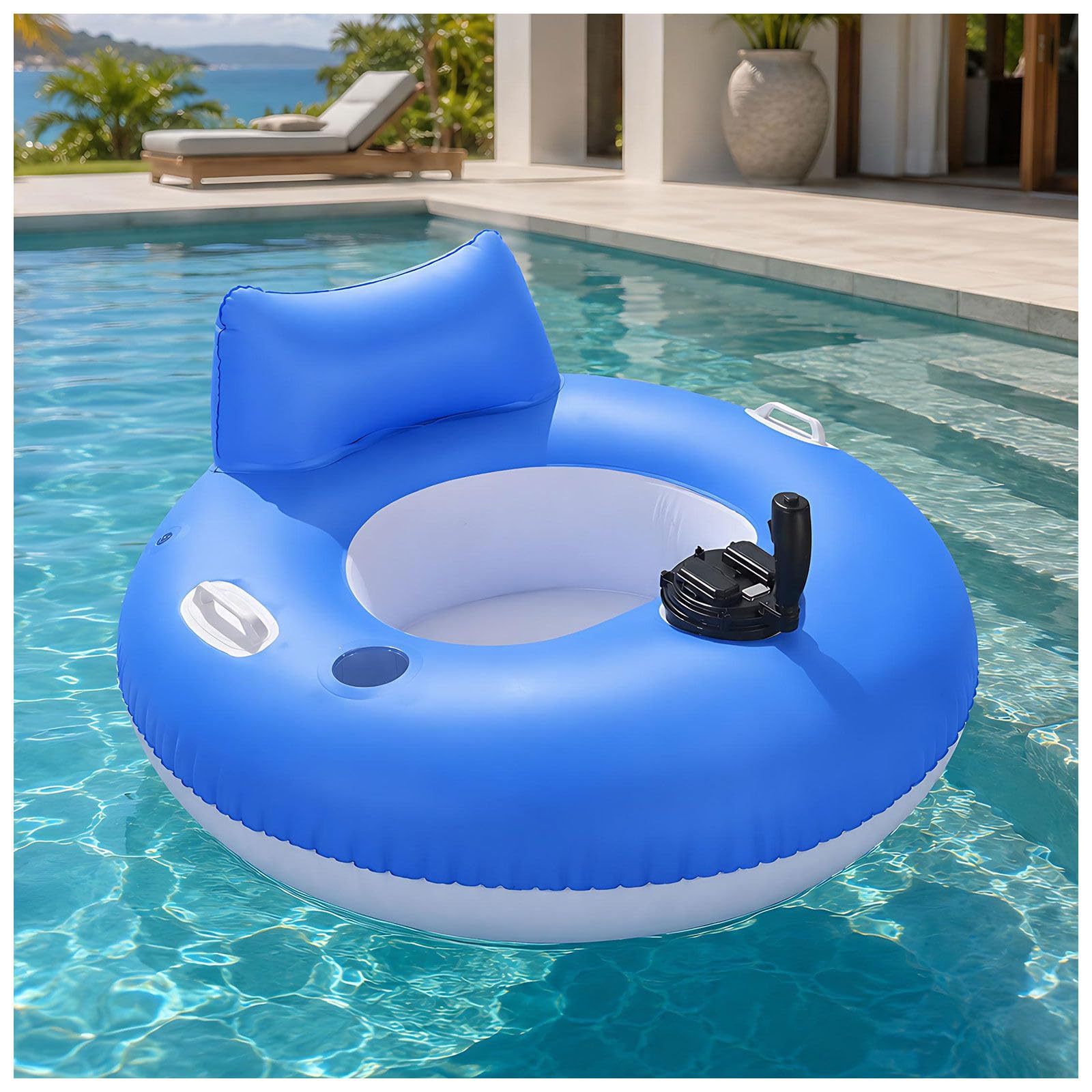 Inflatable Electric Water Lounger with Joystick 360° Rotation Round