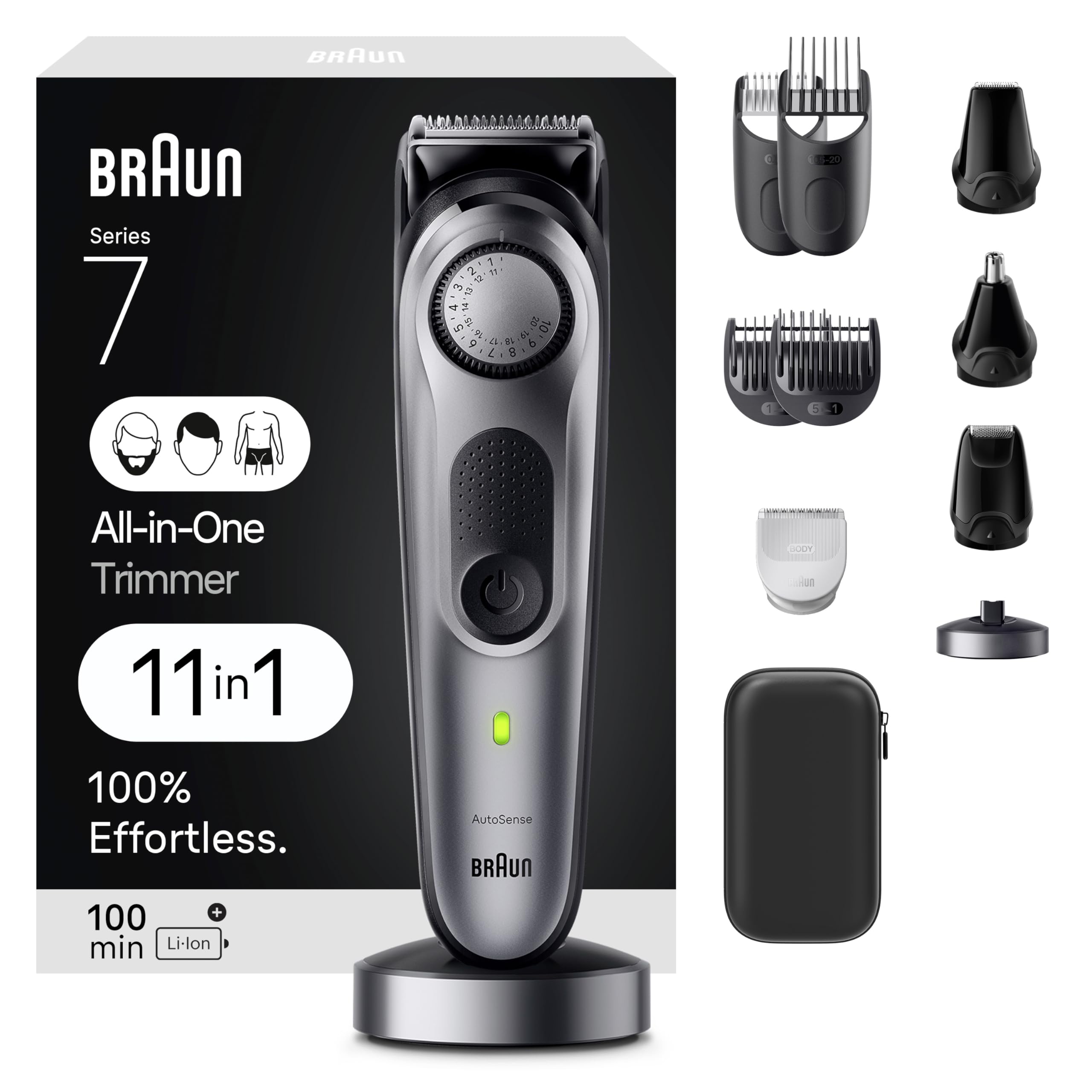 Braun All-in-One Style Kit Series 7 7420, 11-in-1 Trimmer for Men with Beard Trimmer, Body Trimmer for Manscaping, Hair Clippers & More, Braun’s Sharpest Blade, 40 Length Settings, Waterproof