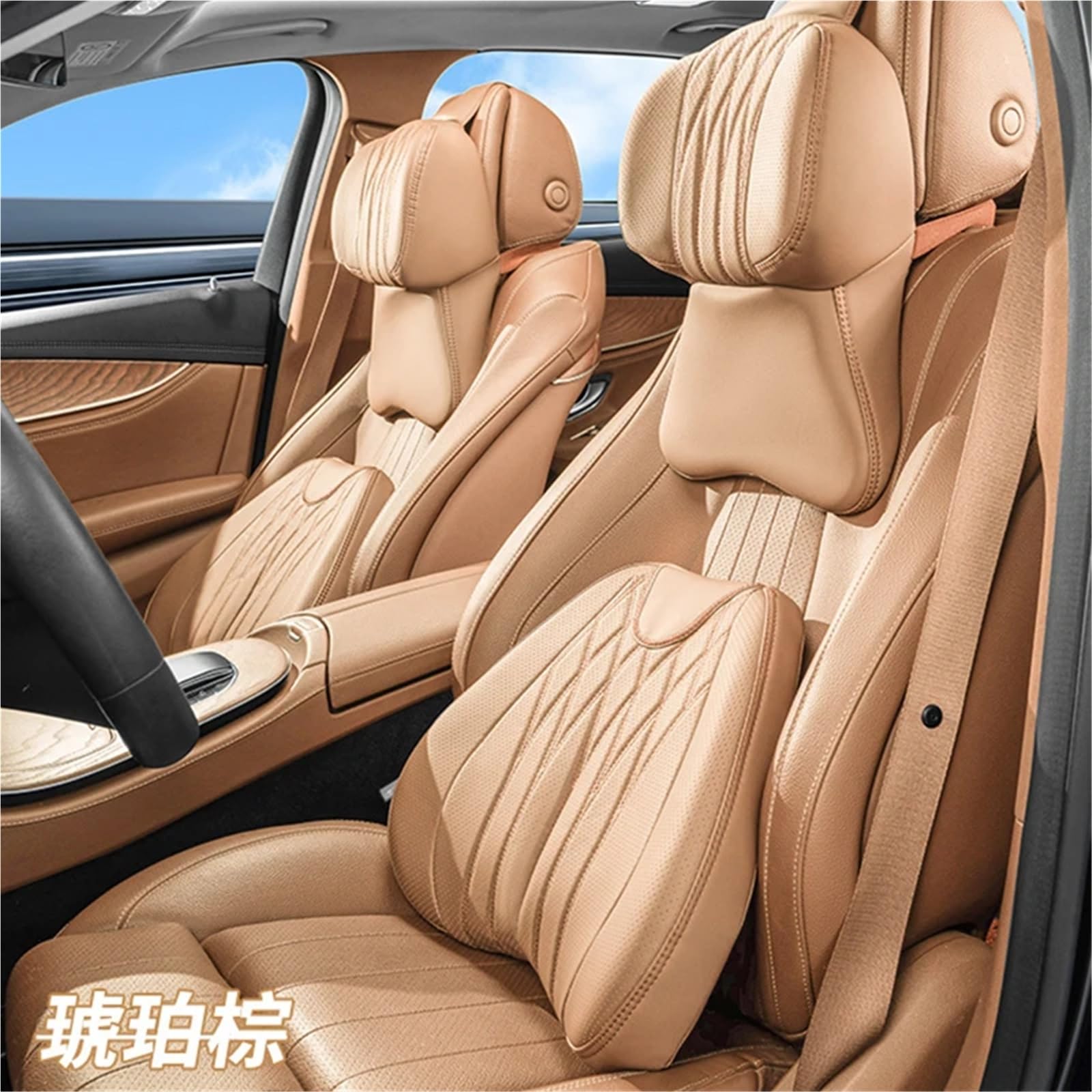 Zagłówek Samochodowy Zagłówek samochodowy z pianki memory foam, pas na szyję, pasuje do BMW 3, pasuje do Mercedesa Benza regulowana poduszka do spania w podróży(Headrest-B)