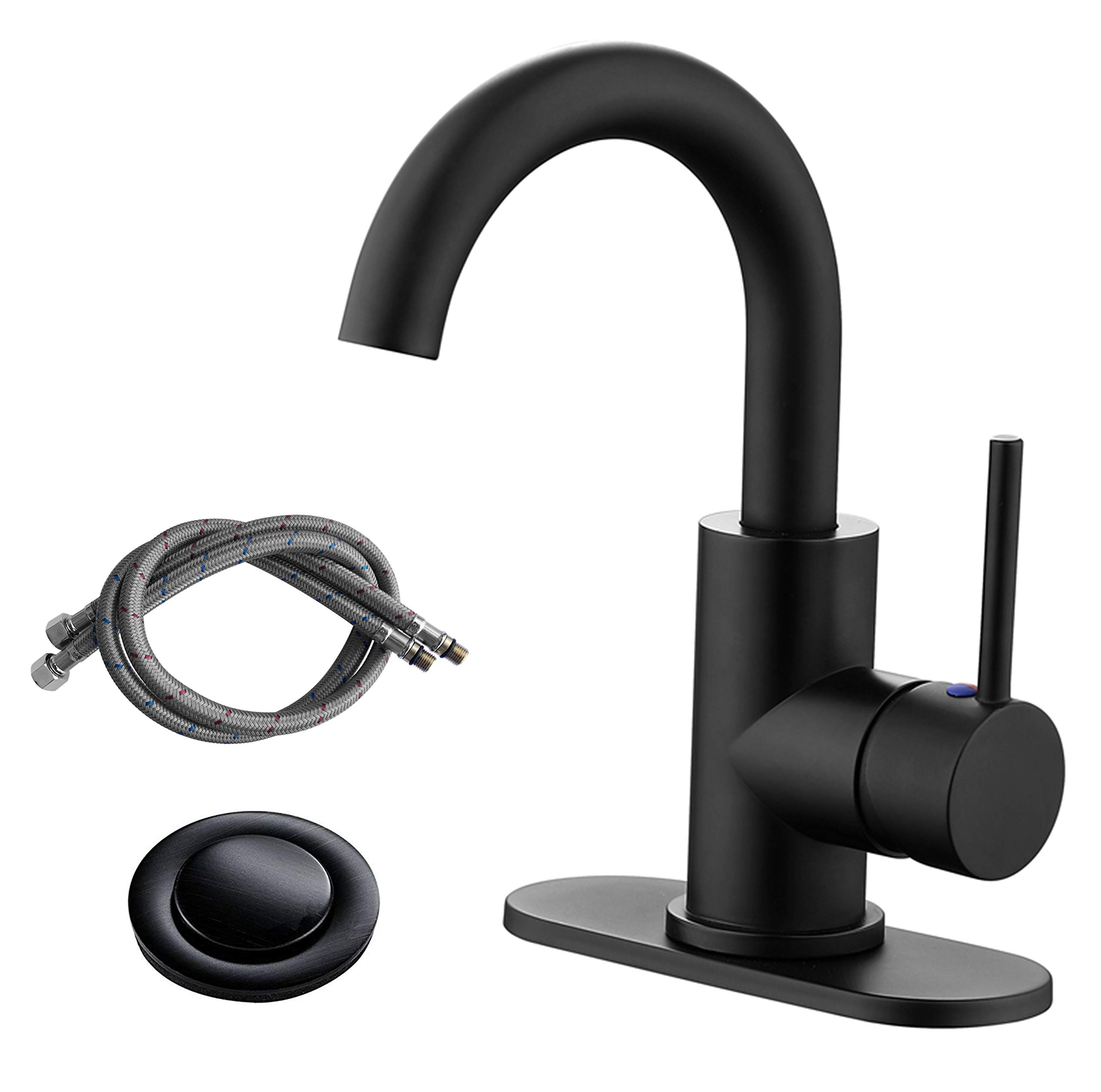 Buy SingleHandle Bathroom Sink Faucet, Swivel Spout, with Popup Drain