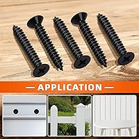 Vista 5 de MewuDecor Tornillo de madera de cabeza plana #4 x 1, tornillos de chapa, acero inoxidable 18-8 (304), acabado negro, 100