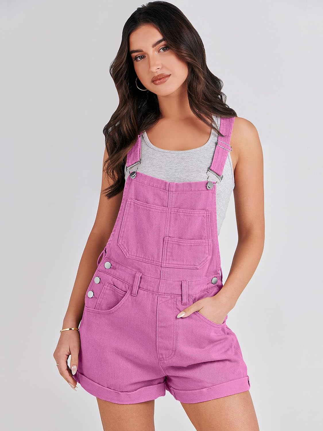 ANRABESS Overalls for Women Denim Shorts Overalls 2026 Summer Casual Loose Fit Adjustable Rompers Jean jumpsuit Bib Shortalls - Image 3