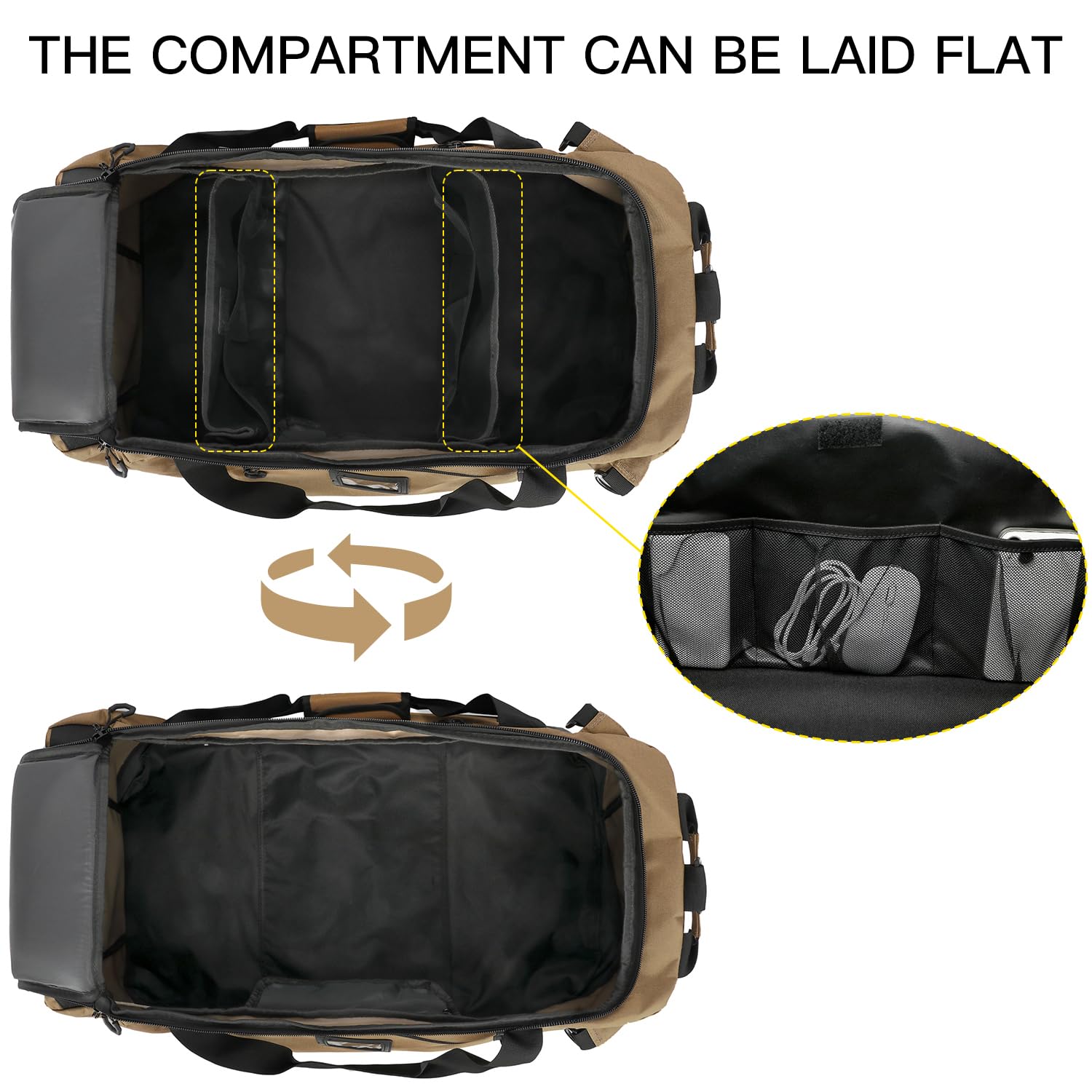 TUGUAN Bolsa de Viaje Grande 100L XL para Hombre y Mujer Bolsas Deporte Extra Grandes XXL con Mochila Función Fin de Semana Camping Duffle Bag Equipaje Mano, Marrón