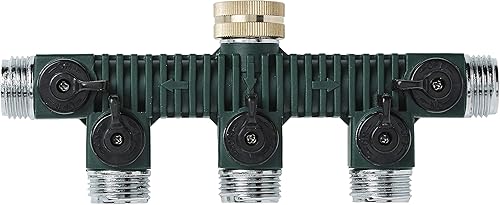 Orbit Divisor y válvulas de manguera de jardín de metal de 5 puertos para exteriores, 62019N, paquete de 2
