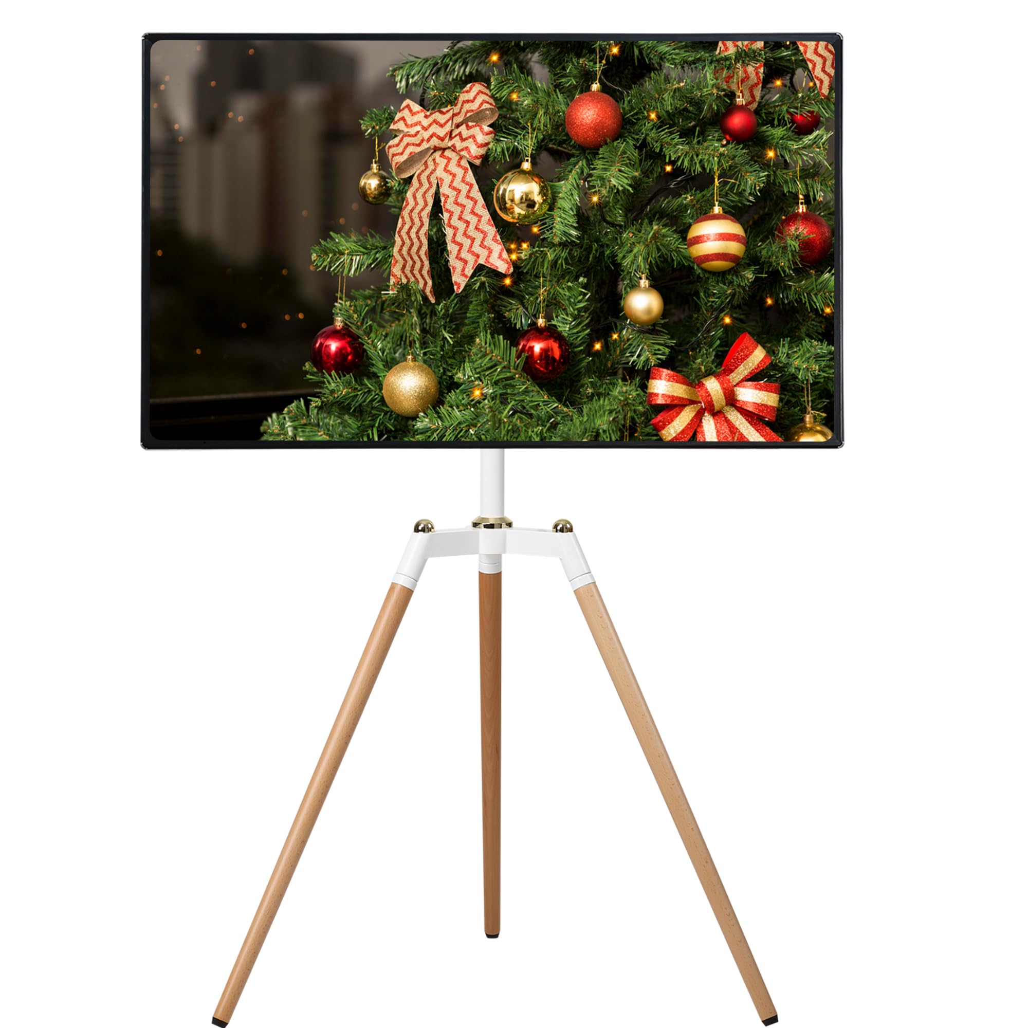ETHU TV Staffelei bis 40kg, TV Stativ für 32-65 Zoll Curved Fernseher | Universeller TV-Bodenständer, höhenverstellbar & 140° schwenkbar, max. VESA 600x400mm, für LED LCD LED & Curved TV