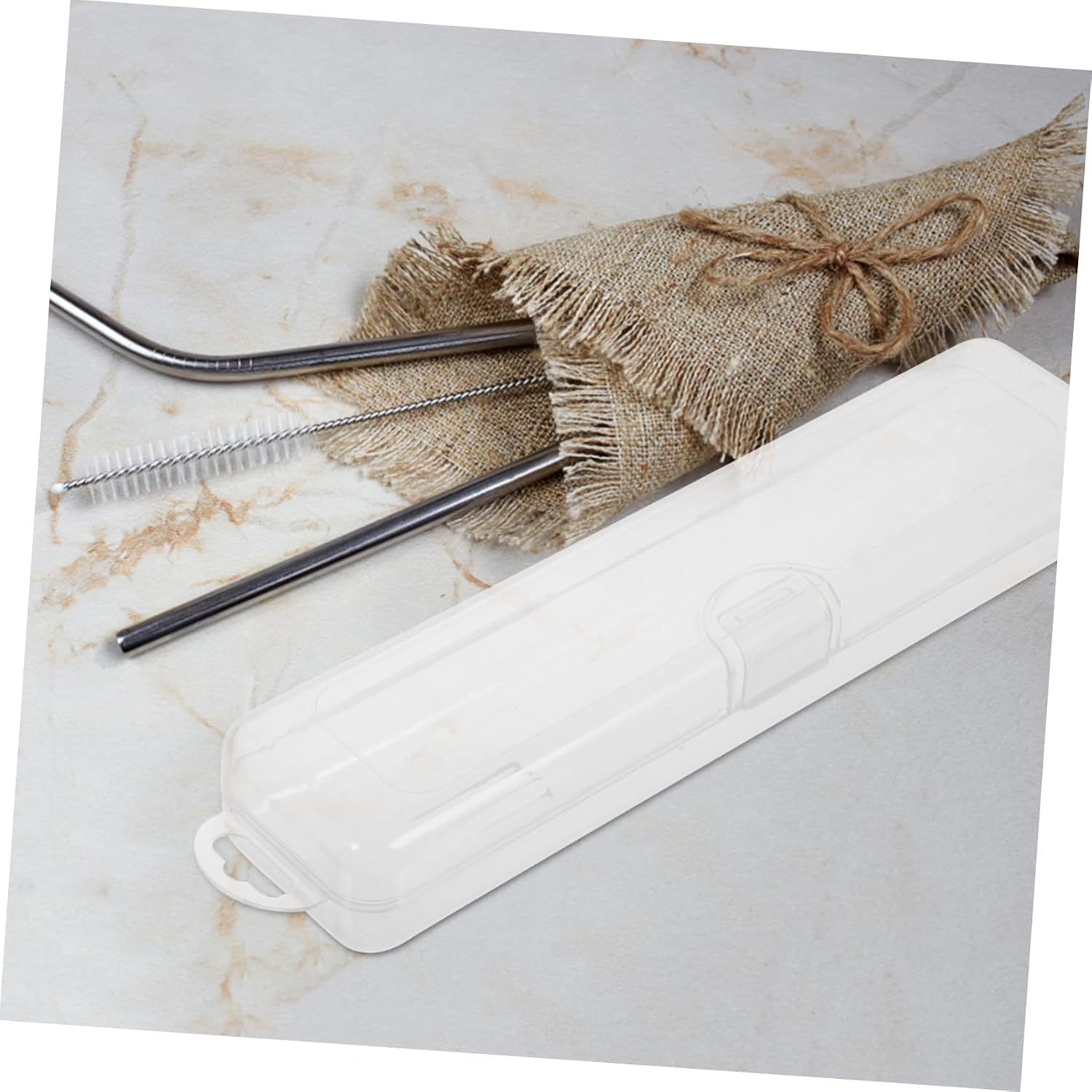 4pcs Portable PP Drinking Straw Storage Boxes for Office Workers