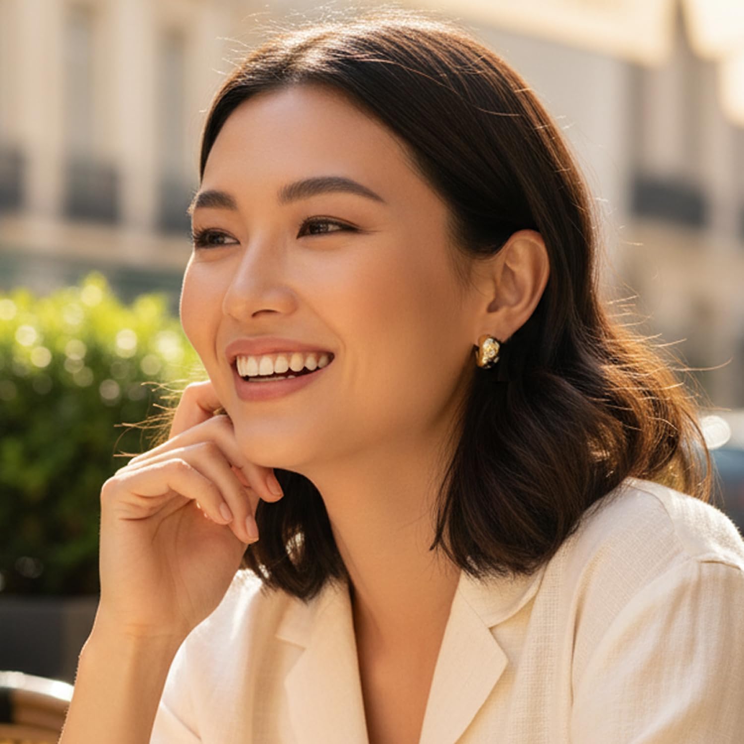 925 Sterling Silver 14K Gold Plated Diamond Cluster Star Dome Hoop Earrings for Women, Sparkling Zircon Micro Insert, Hypoallergenic Jewelry Gift for Girlfriend, Wife, Anniversary - Image 4