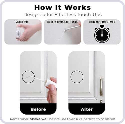 Vista 6 de spot. Pintura de retoque Acabado mate para gabinetes, paredes, puertas y muebles Kit de reparación blanco multitono Secado rápido, Blanco mate