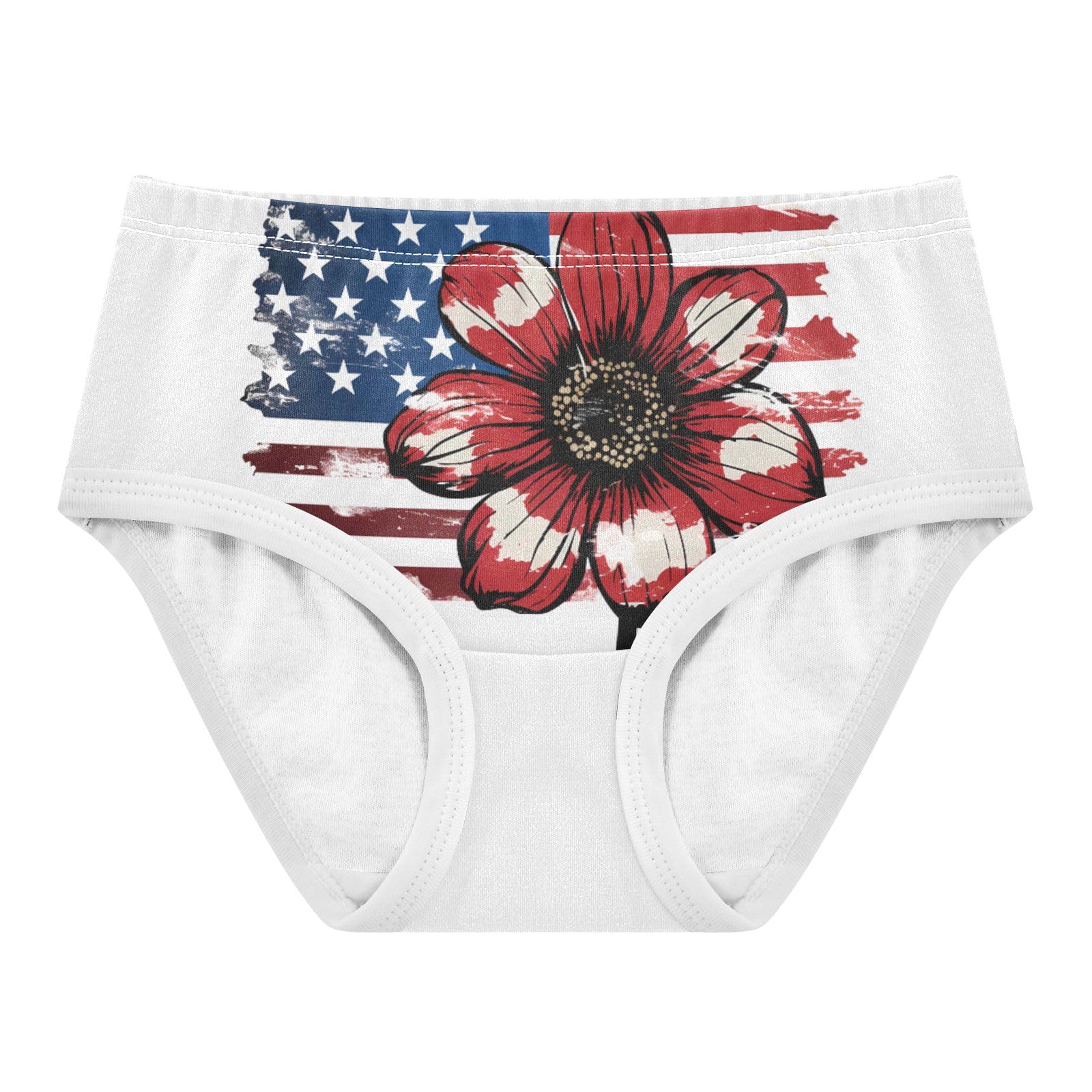 ALAZA Toddler Girls Cotton Hipster Underwear Soft American Flower 2 Pack 2T