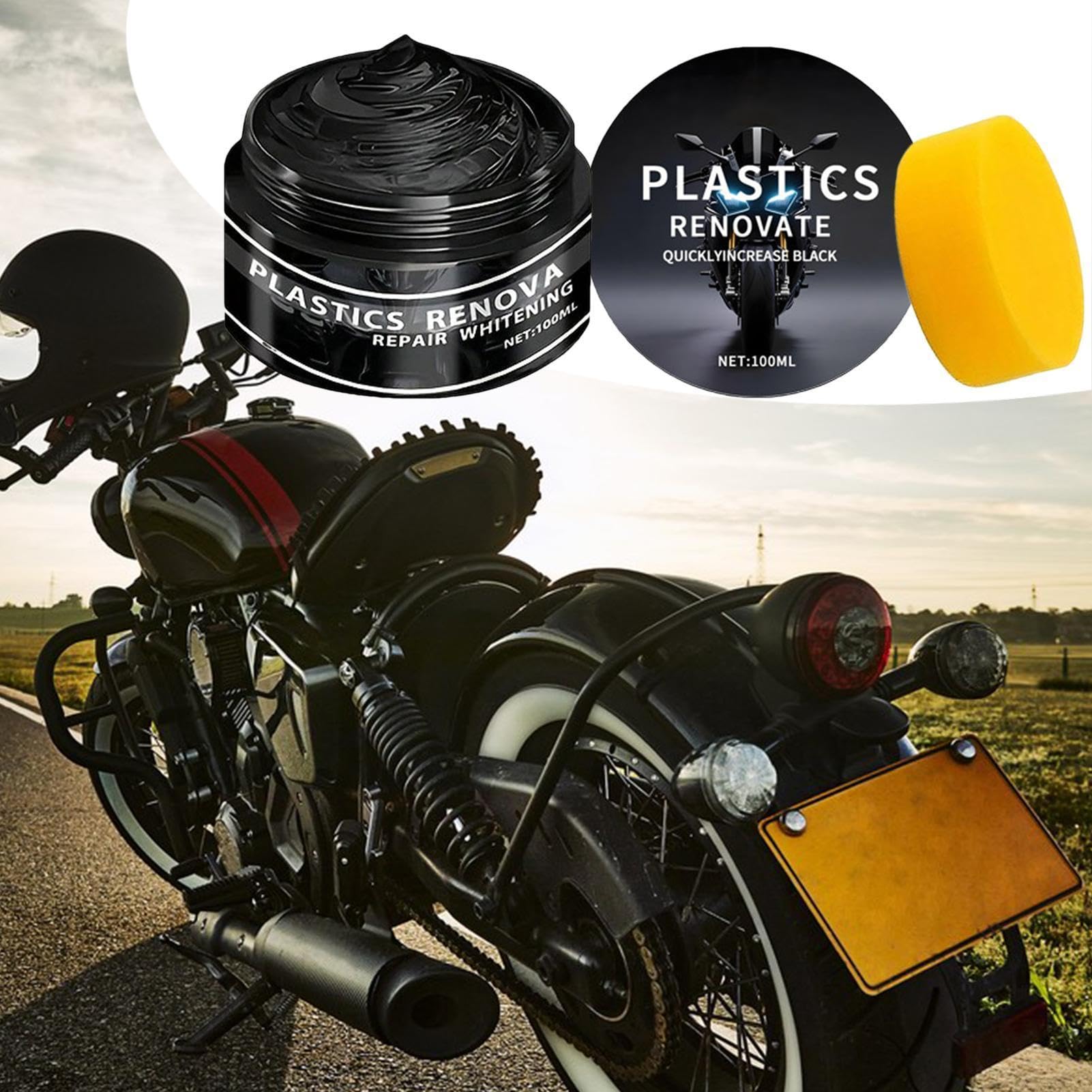 Pasta Restauratrice Per Plastiche Nere Auto E Moto, 100ml Anti-UV Rinnova Plastiche Auto Nero, 3Pezzi Anti-Graffio Asciugatura Rapida Trattamento Cruscotto, Rinnova PlasticheAuto Per Paraurti