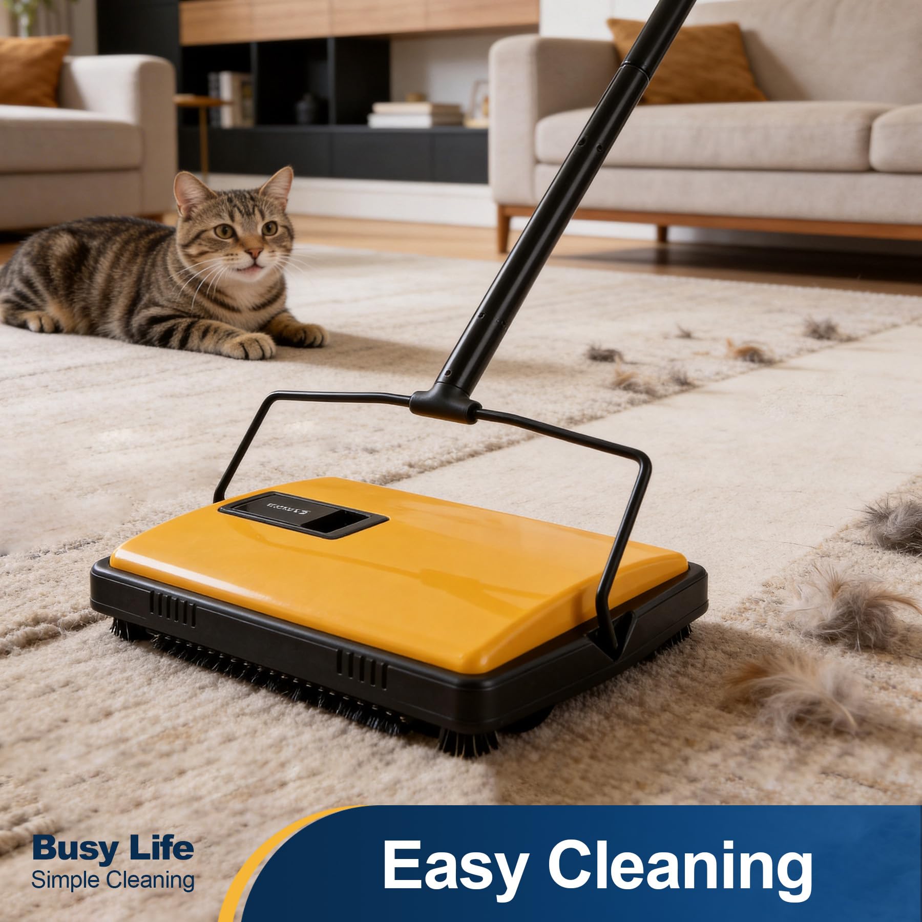 Yocada Manual Carpet Sweeper - Cordless Cleaning -8