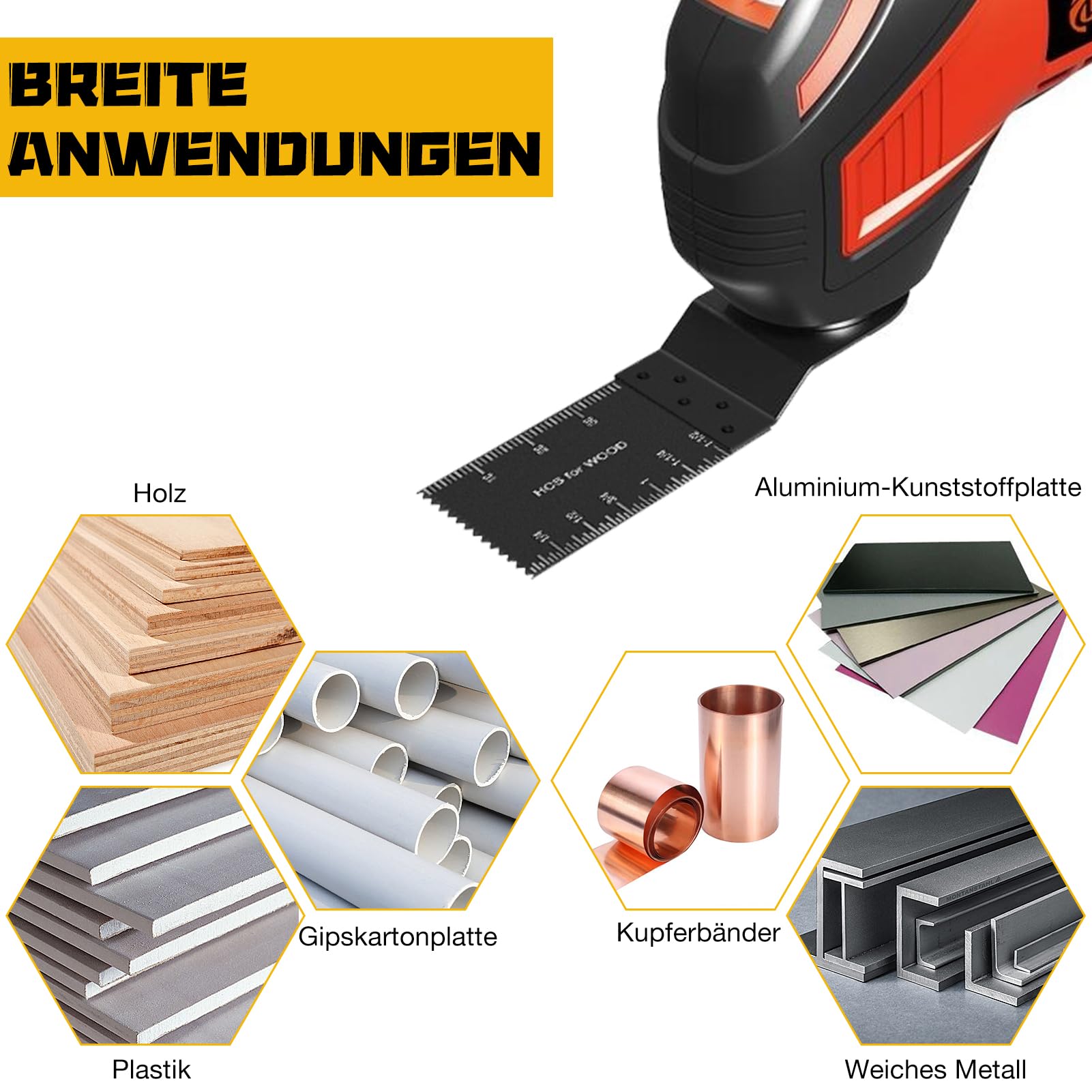 Multitool Sägeblätter Zubehör, Holz Weichmetall Kunststoff Multimaster Sägeblätter Multifunktionswerkzeug Oszillierende Zubehör Universal Schnellfreisetzung für Fein Multimaster Bosch Black and Decker