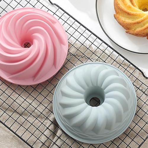 Miniatura 5 de Moldes redondos de 6.4 pulgadas para hornear, juego de moldes de tubo acanalado de silicona antiadherentes, moldes para pasteles pequeños de