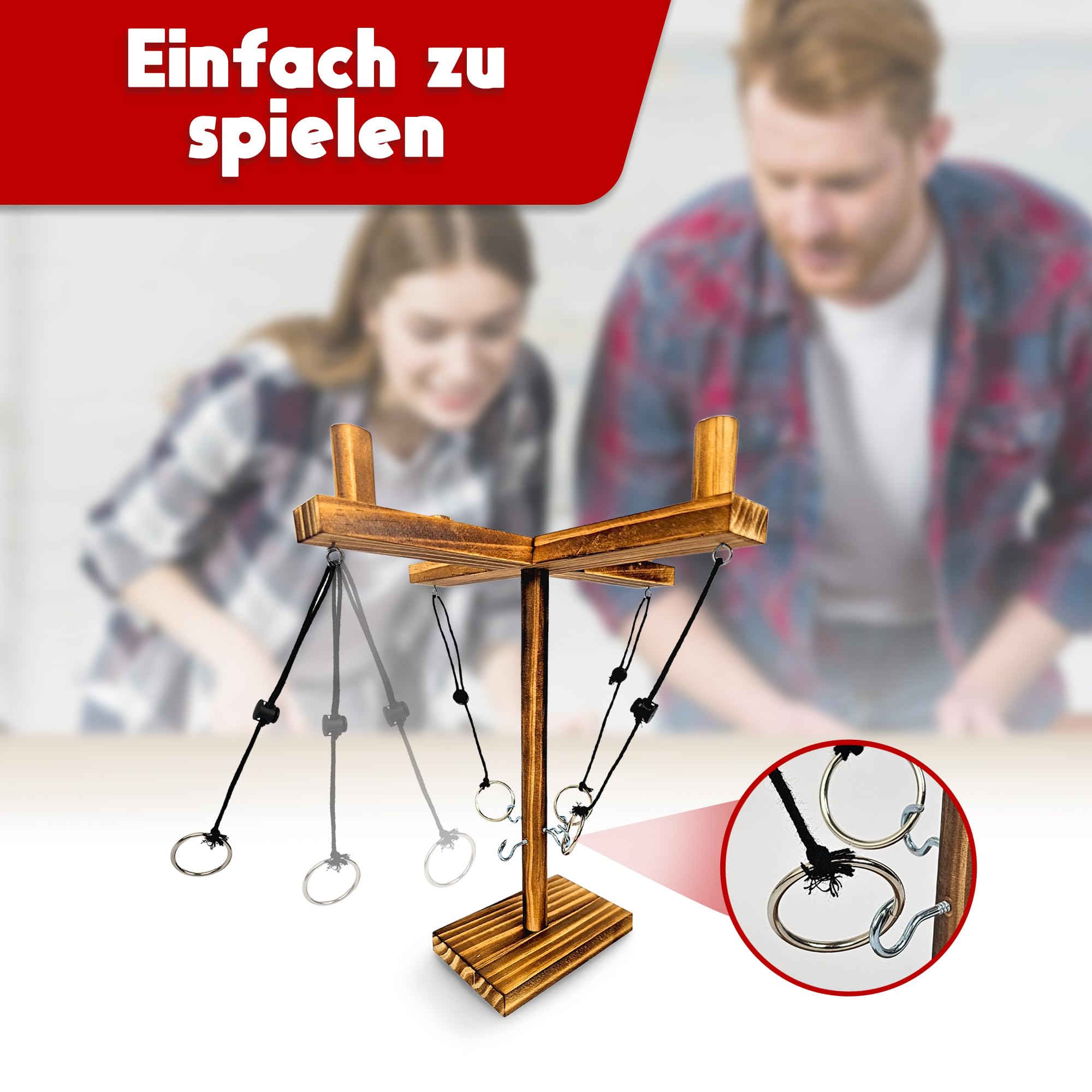 Ringwurfspiel Aus Holz – 8-teiliges Set Für Groß & Klein, Perfekt Für Koordination & Familien-Spaß