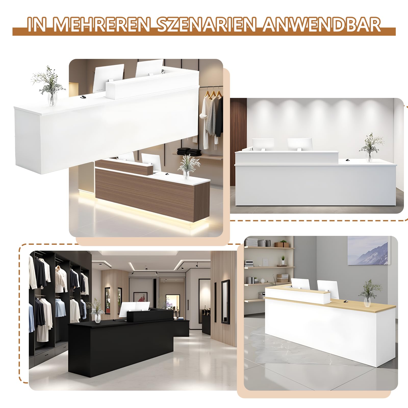 Empfangstheke Moderne Kassentheke Rezeptionstresen mit Aufsatz für Büro Salon Boutique Geschäft
