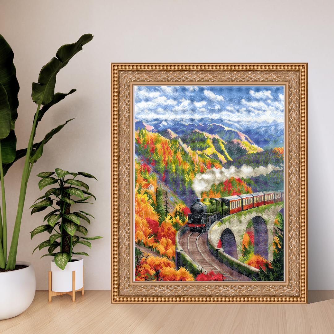 RIOLIS 2211 Herbstexpress Zählmuster-Kreuzstich-Set 29.8 x 40 cm