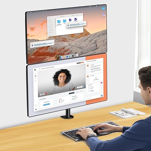 Miniatura 7 de Soporte vertical para monitor de 17-32 pulgadas, soporte de poste largo de 34.9 pulgadas, carga máxima de 19.8 libras, soporte de monitor apilado