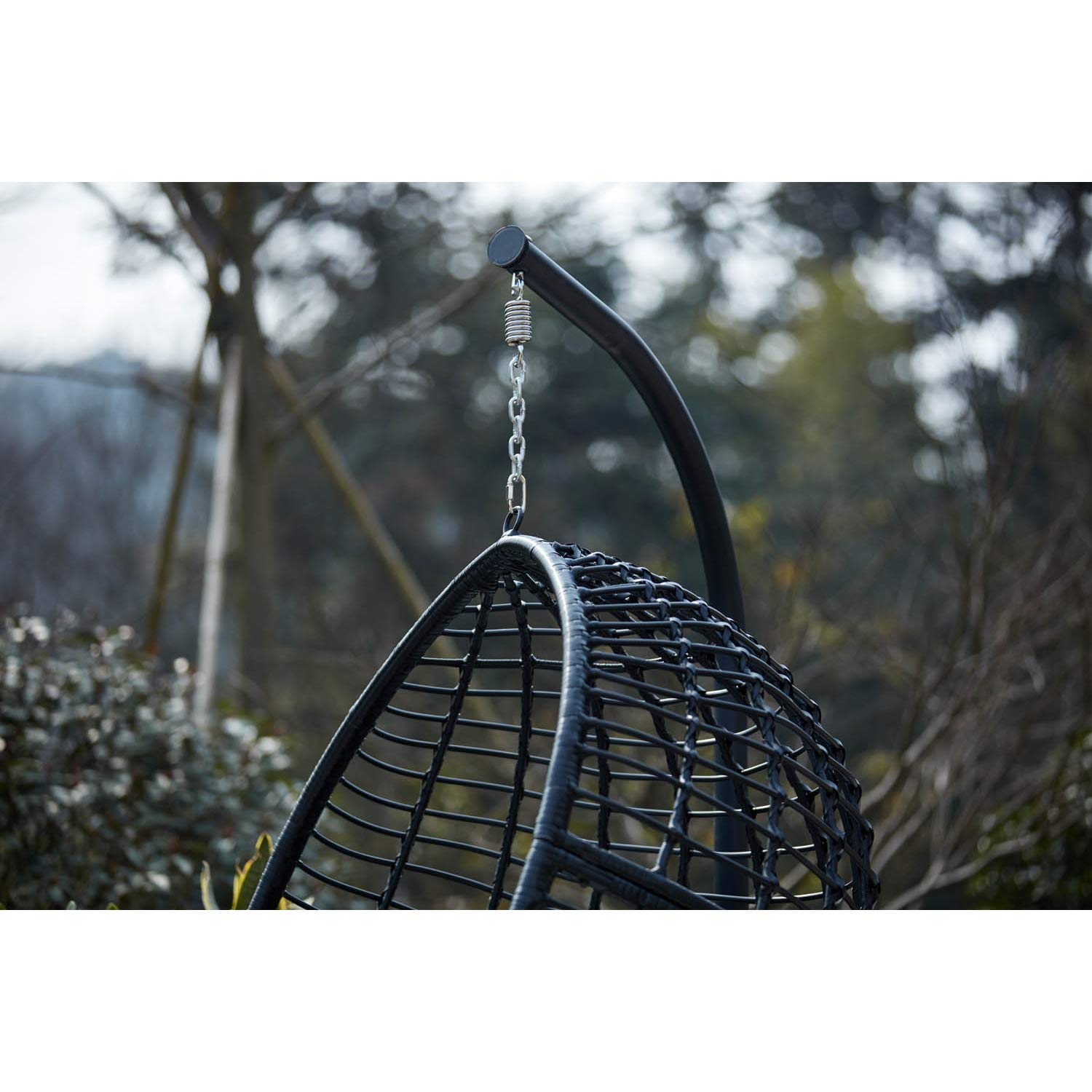 Fauteuil Suspendu AUROA Rotin Noir avec Support