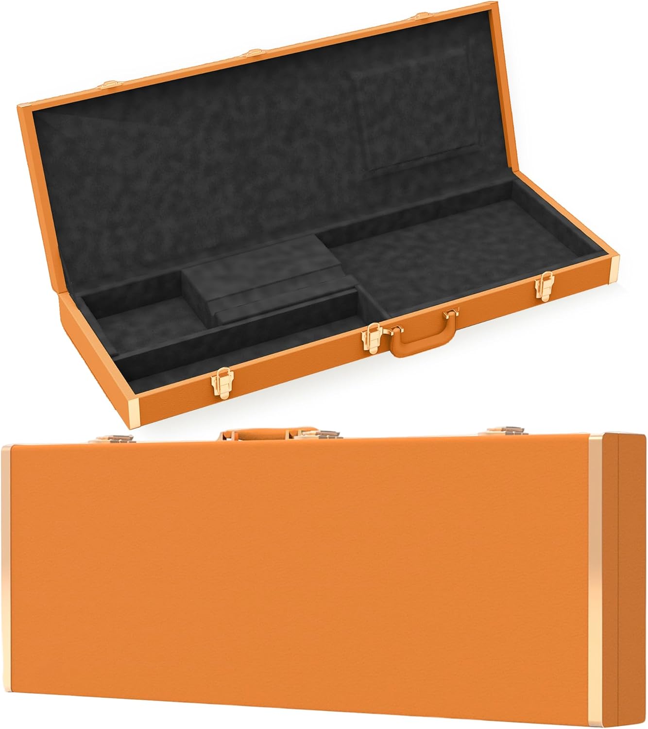 Electric Guitar Hard Case Shell Case With Lock For Square Electric Guitar 39in Electric Guitars Hard-Shell Protective Carrying Case for KST/KTL Model with Security Lock Metal Feet (Vitality Orange)