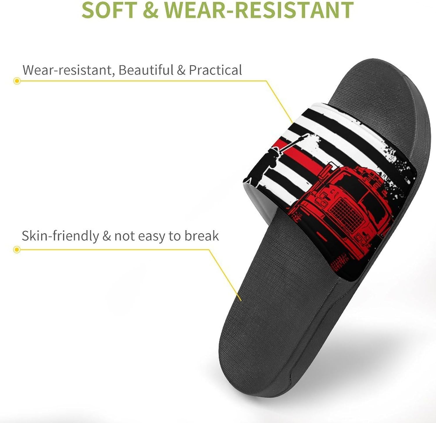 Fireman Firefighter U.S Flag House Slippers Non-Slip Shower Shoes Sandals for Men Women