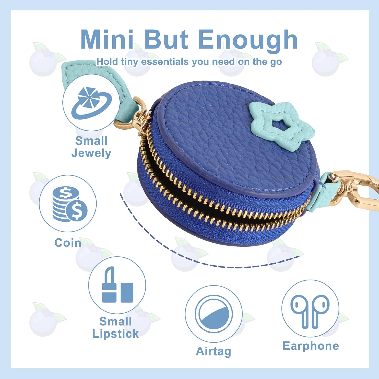 XSUIOY Orange Fruit Coin Purse Keychain Bag Charm, Mini Leather Coin Purse & Pouch Airtag Holder Keychain, Kawaii Bag Charms for Handbag, Tote, Keys, Airtag, Gifts for Girls & Women - Image 4