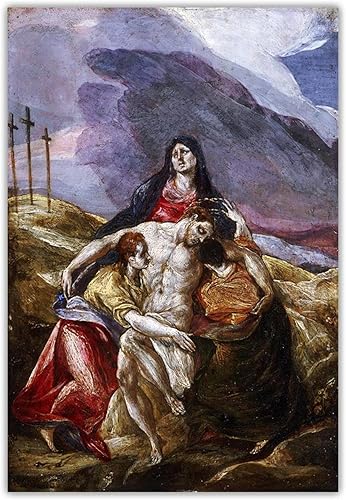 Cuadro famoso de El Greco "Lamentación" impreso en lienzo, Cuadro de arte de pared de lienzo para decoración de oficina 19.7x29.5 in sin marco