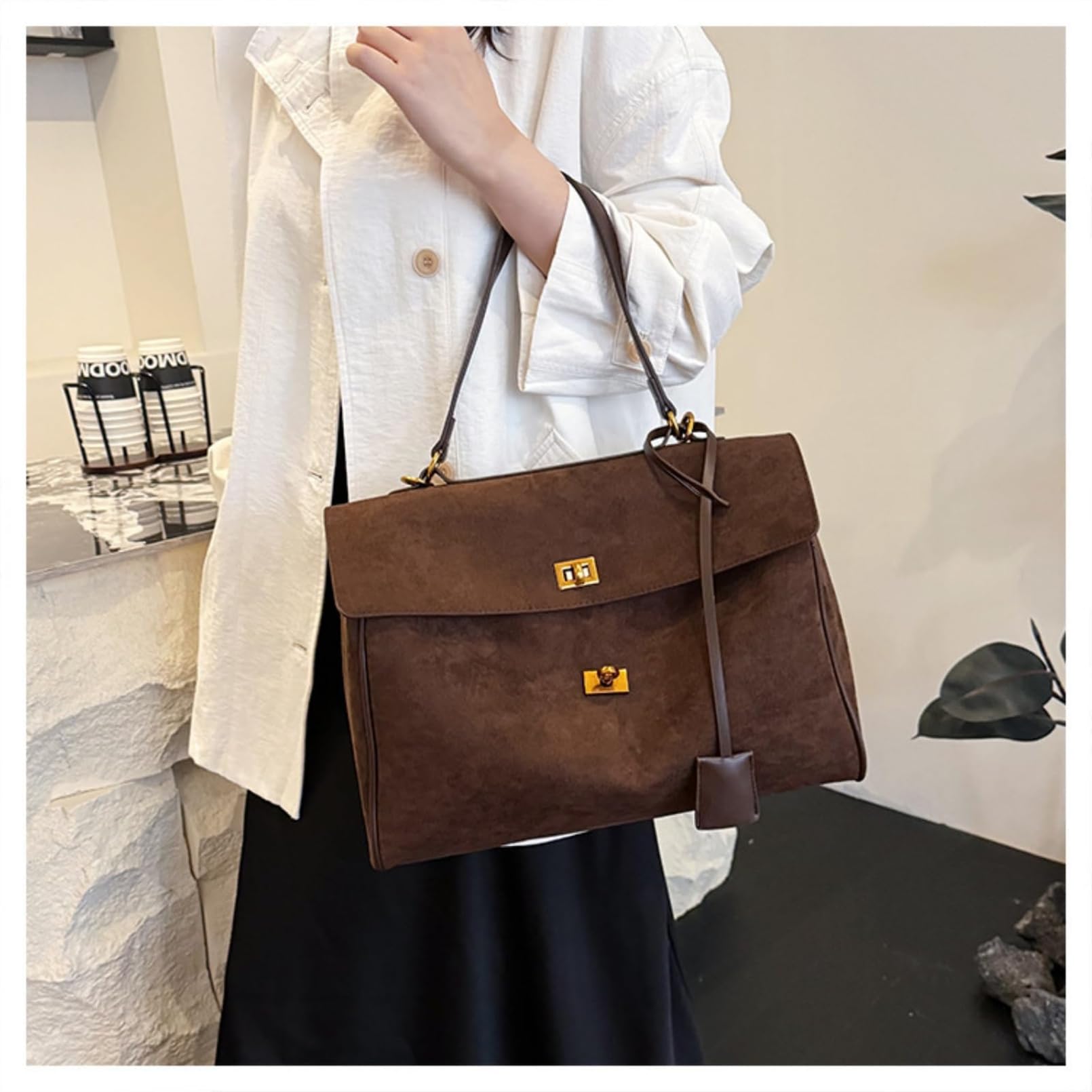 Damen‑Handtasche aus Wildleder, großer Tote‑Shopper für den Alltag