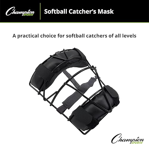 Miniatura 9 de Champion Sports Máscara de receptor de sóftbol, ligera con marco de alambre duradero, máscara de receptor de arnés ajustable, ajuste cómodo