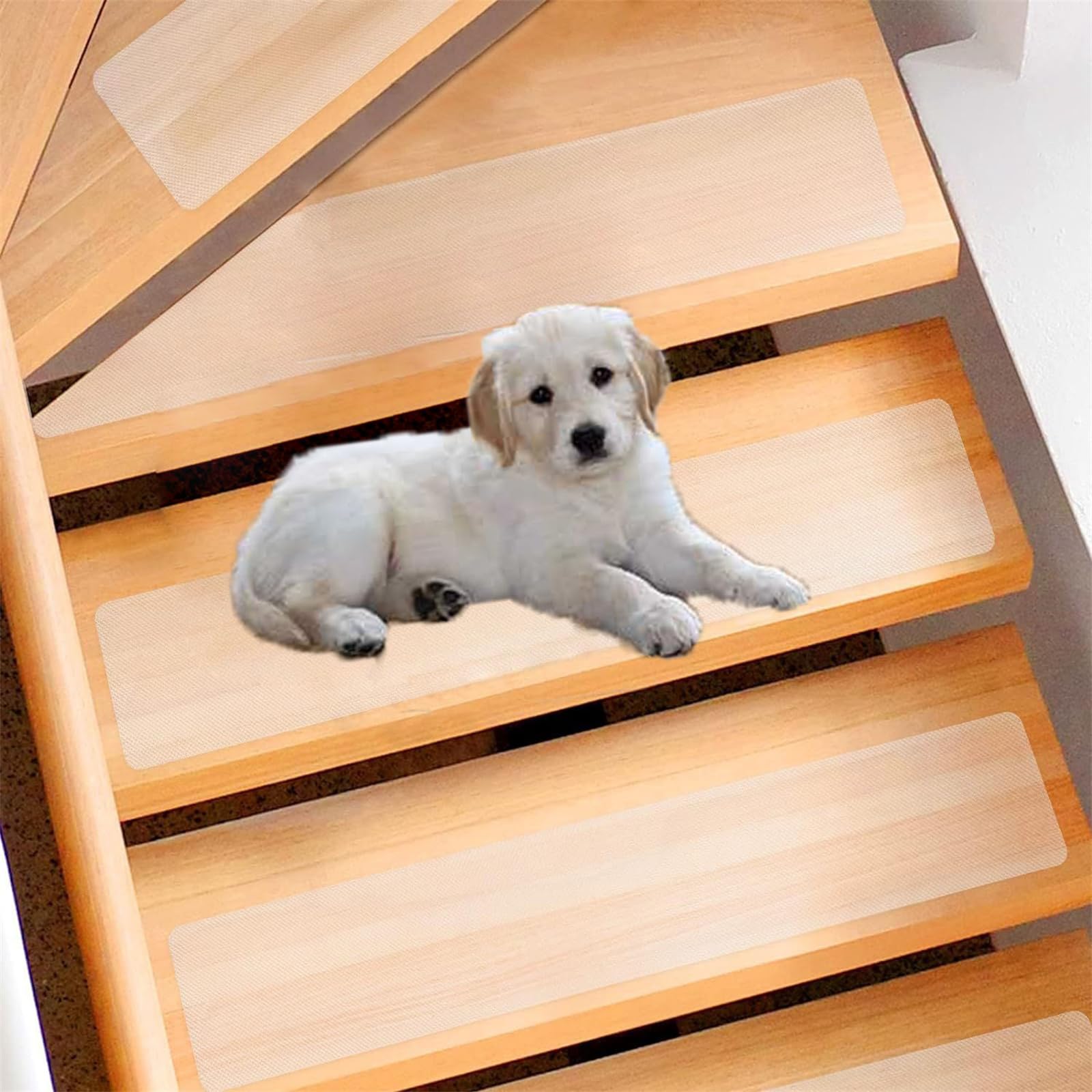 champracer Antirutsch Treppenstufen Transparent, Stufenmatten Transparent für Treppen, Anti Rutsch Treppe Anti-Rutsch Stuffen, Treppenstufen Rutschschutz Treppenschutz (10x61 cm,15pcs+Laufrolle)