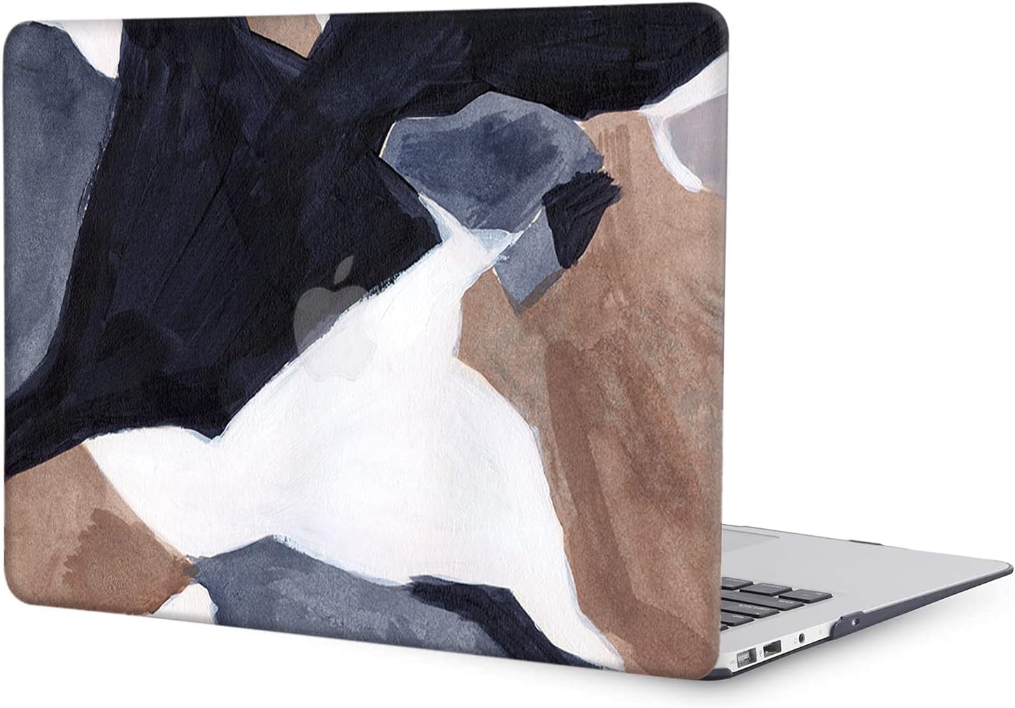 Laptop Case Compatible with New MacBook Air 13.6 inch Case 2022 M2 Chip Model A2681, 3D Color Printing Matte Plastic Hard Shell Case Cover - Whit Navy
