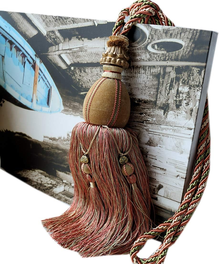 Luxurious Curtain Buckle Tassels Curtain Tiebacks Set of 2 Curtain Tiebacks Rope Holdbacks (Light Coffee)
