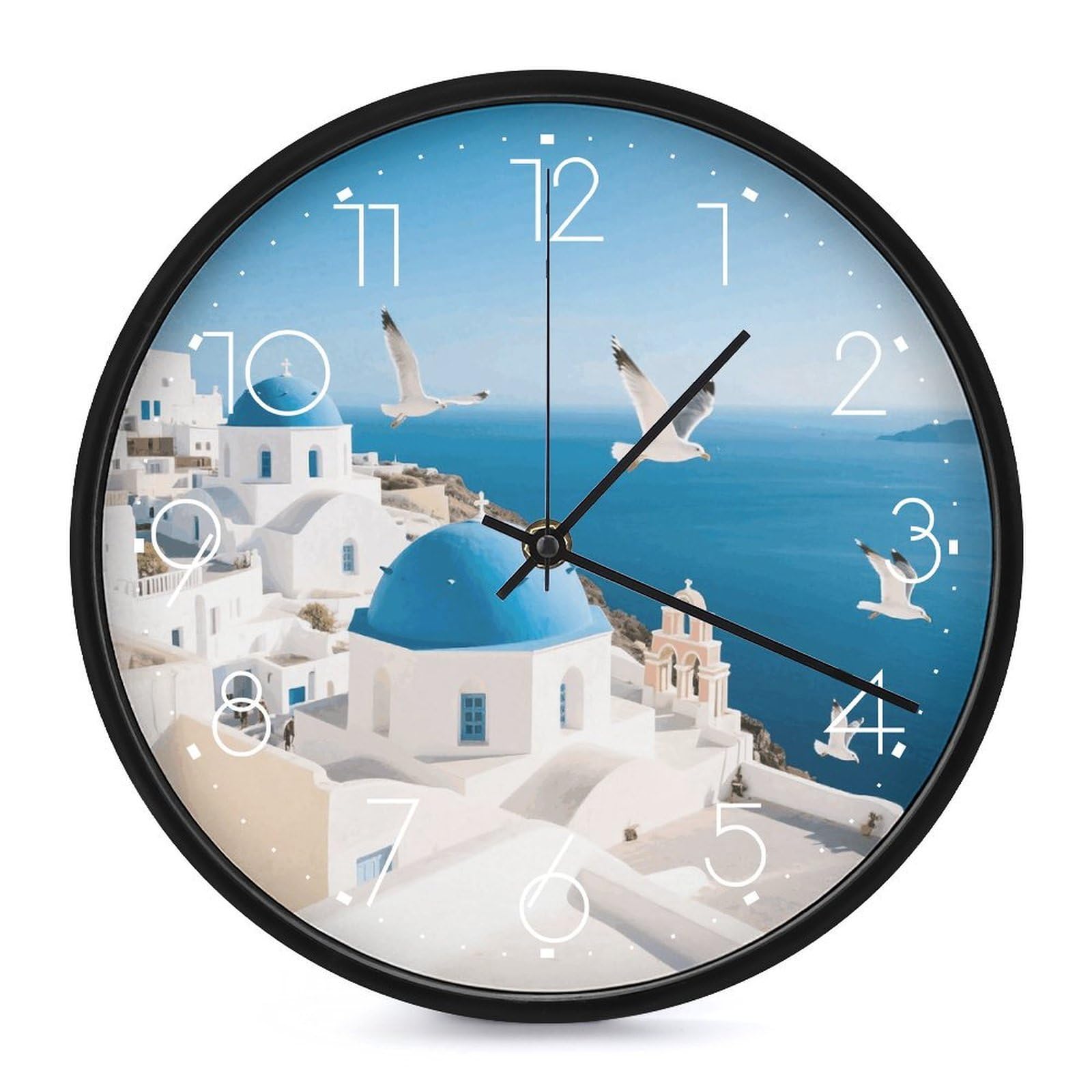 Horloge murale moderne Santorini 25,4 cm ronde et silencieuse