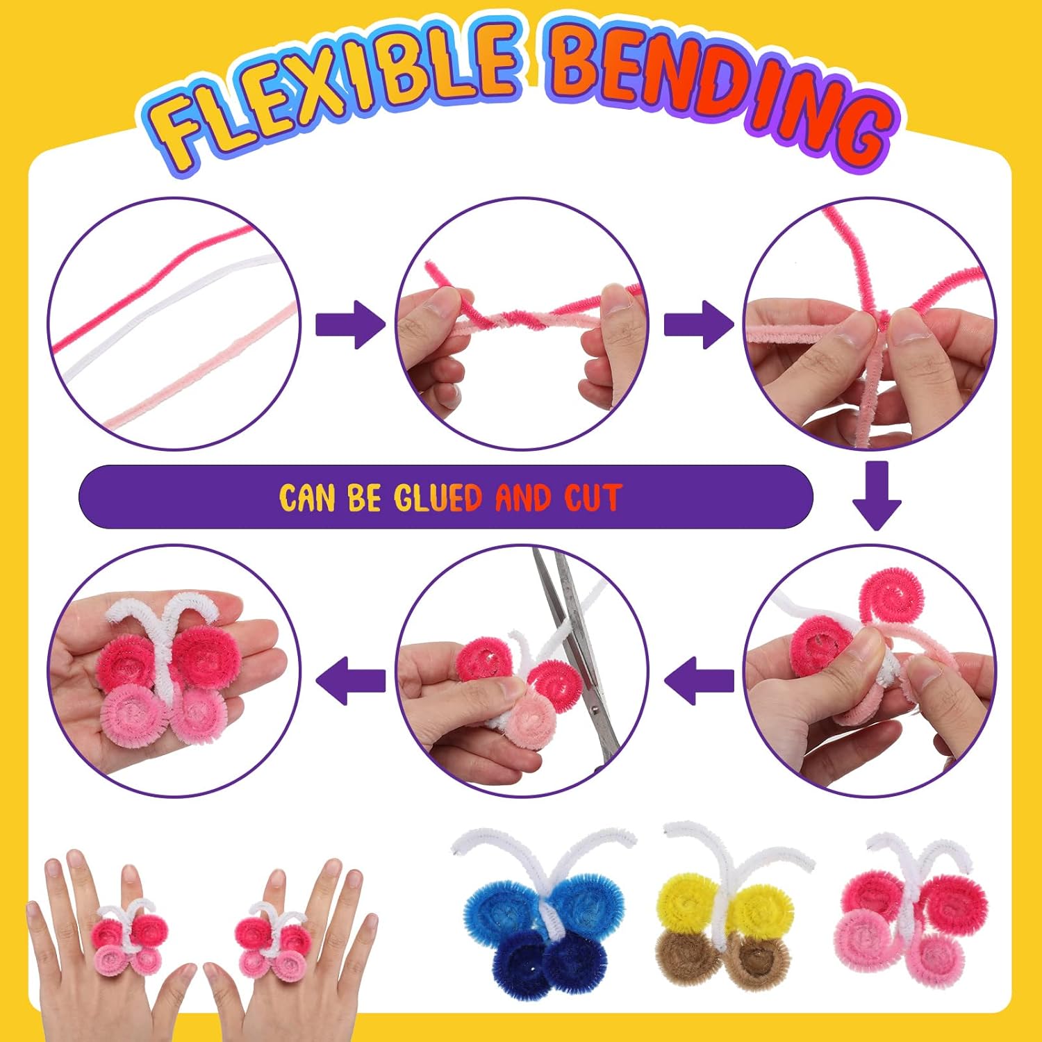 Yunsailing 1800 Pcs Pipe Cleaners 6 mm x 12 Inch Chenille Stems Pipe Cleaners Craft Supplies Art Supplies Adults DIY Creative Decorations Creative DIY Projects Decorations (Classic Color)