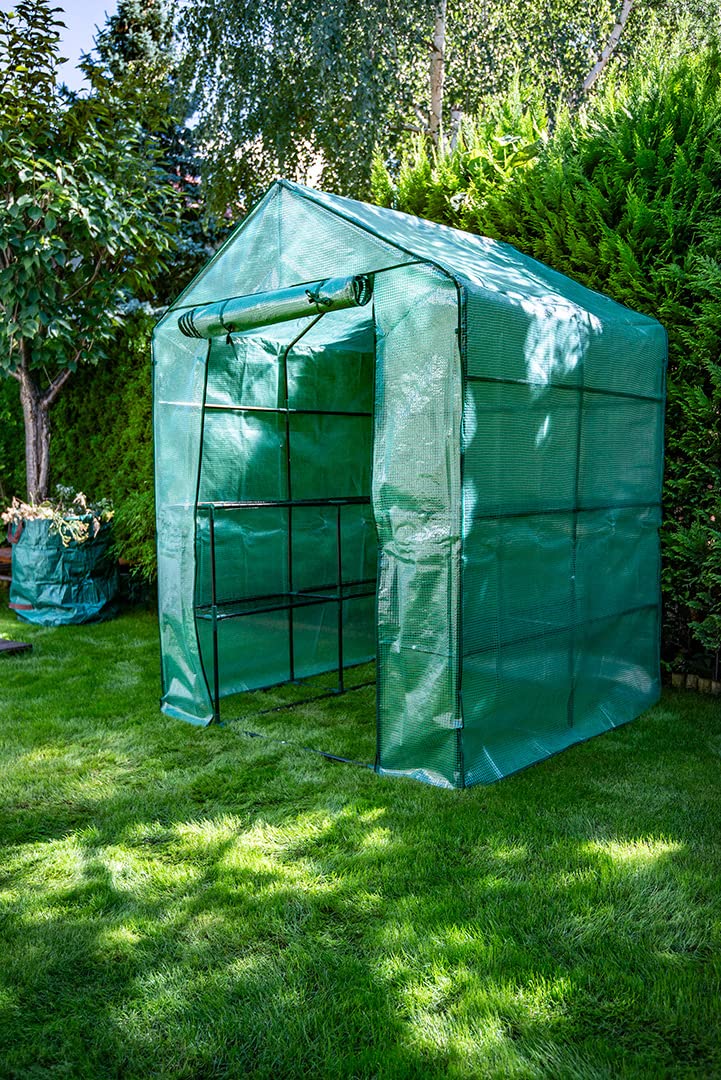 NEO TOOLS Serre d intérieur 143 x 143 x 195 cm, Film PVC, Pliable, Structure en métal revêtu par pulvérisation, Facile à Monter, Fermeture éclair