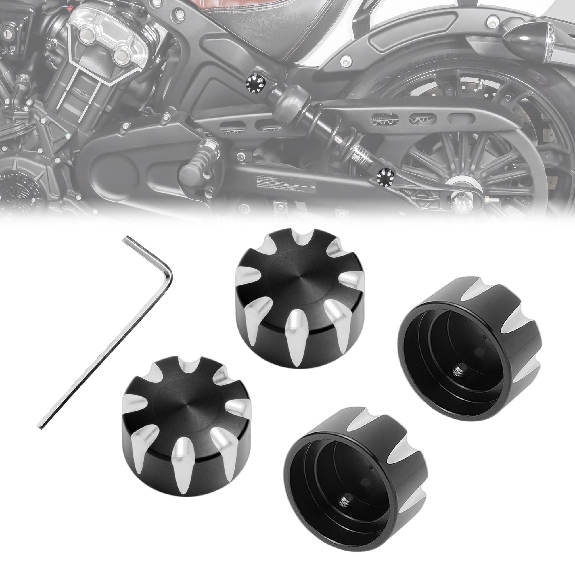 Billet Aluminum Shock Mounting Caps for Indian Scout 2018 2019 2020 2021 2022 2023 Lower & Upper Suspension Strut Nuts Dust Cover Caps Rear Shock Absorber Caps